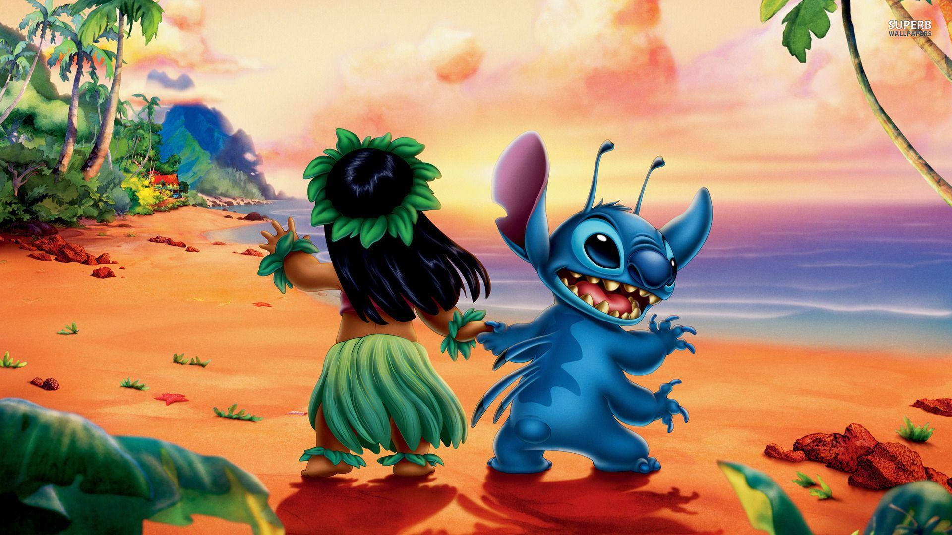 Best Friends In Action, Lilo And Stitch In Hawaiian Paradise. Wallpaper