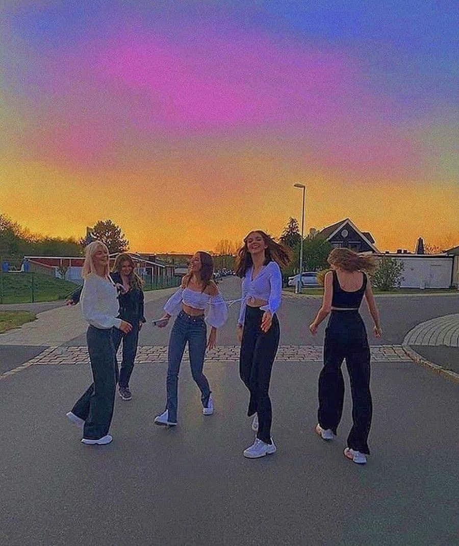 Best Friends Under Purple Sunset Sky Picture