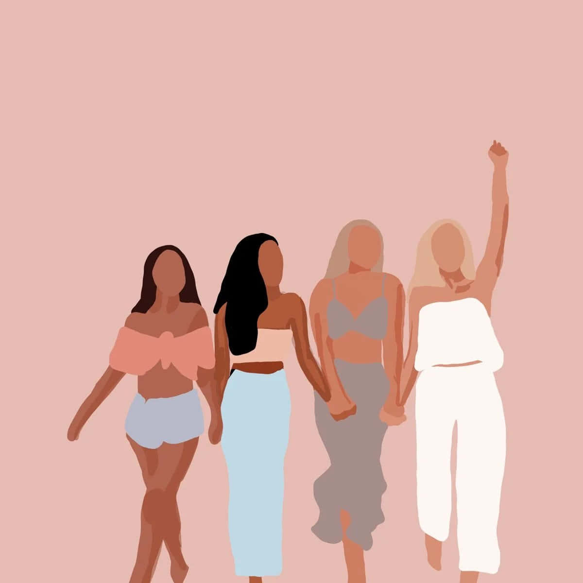 Best Friends Pink Aesthetic Minimalist Picture