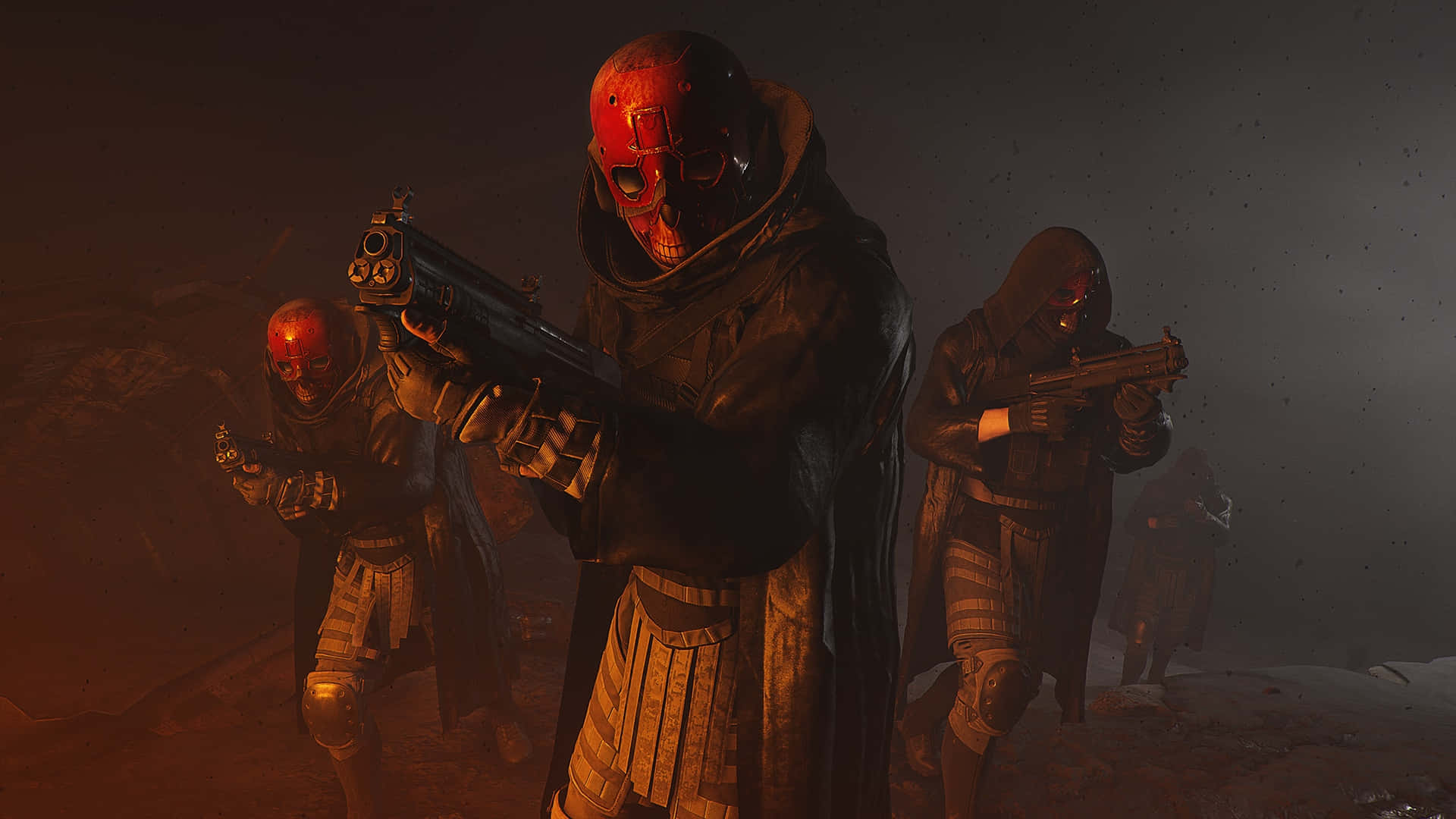 A Group Of People With Guns In The Dark