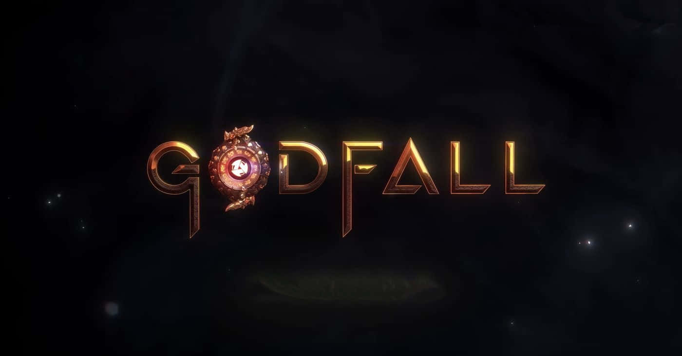 Godfall - A Golden Logo With A Black Background