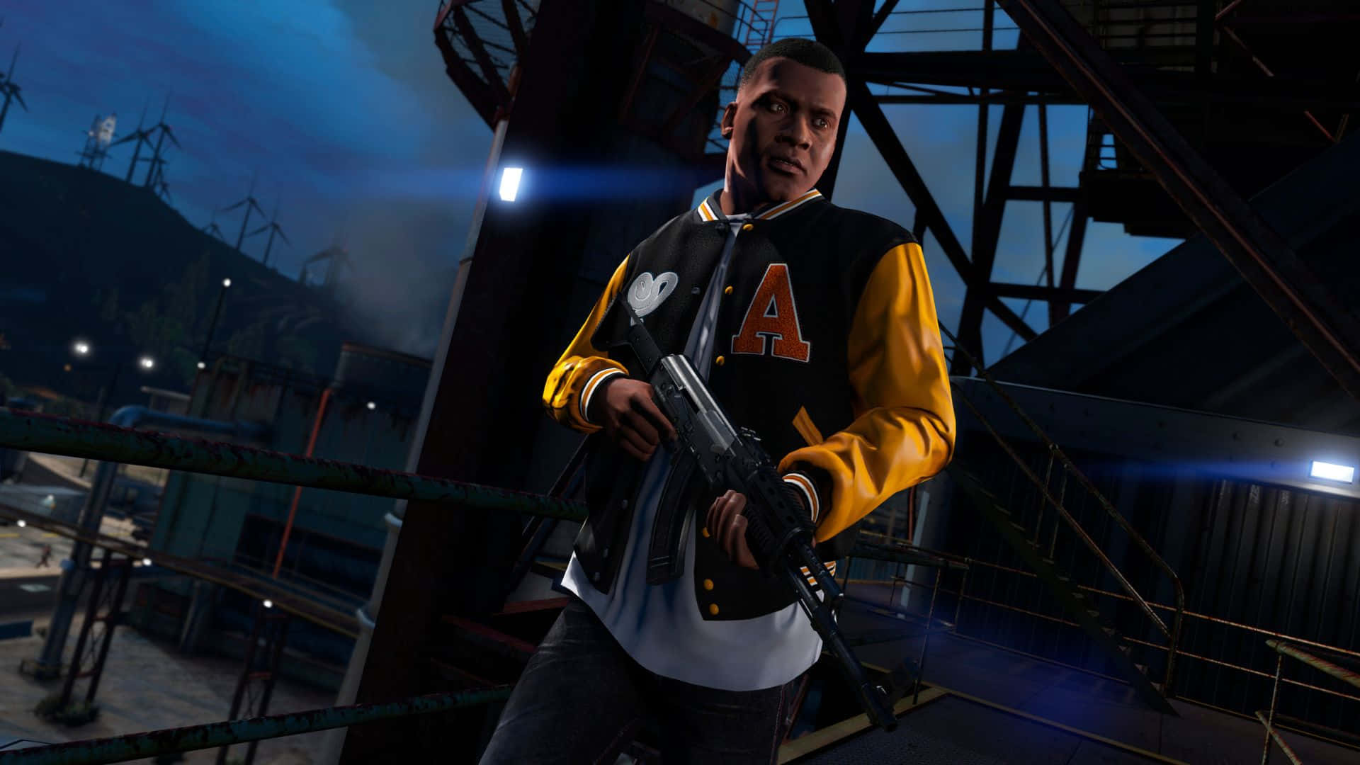 Unhombre Sosteniendo Una Pistola En Grand Theft Auto