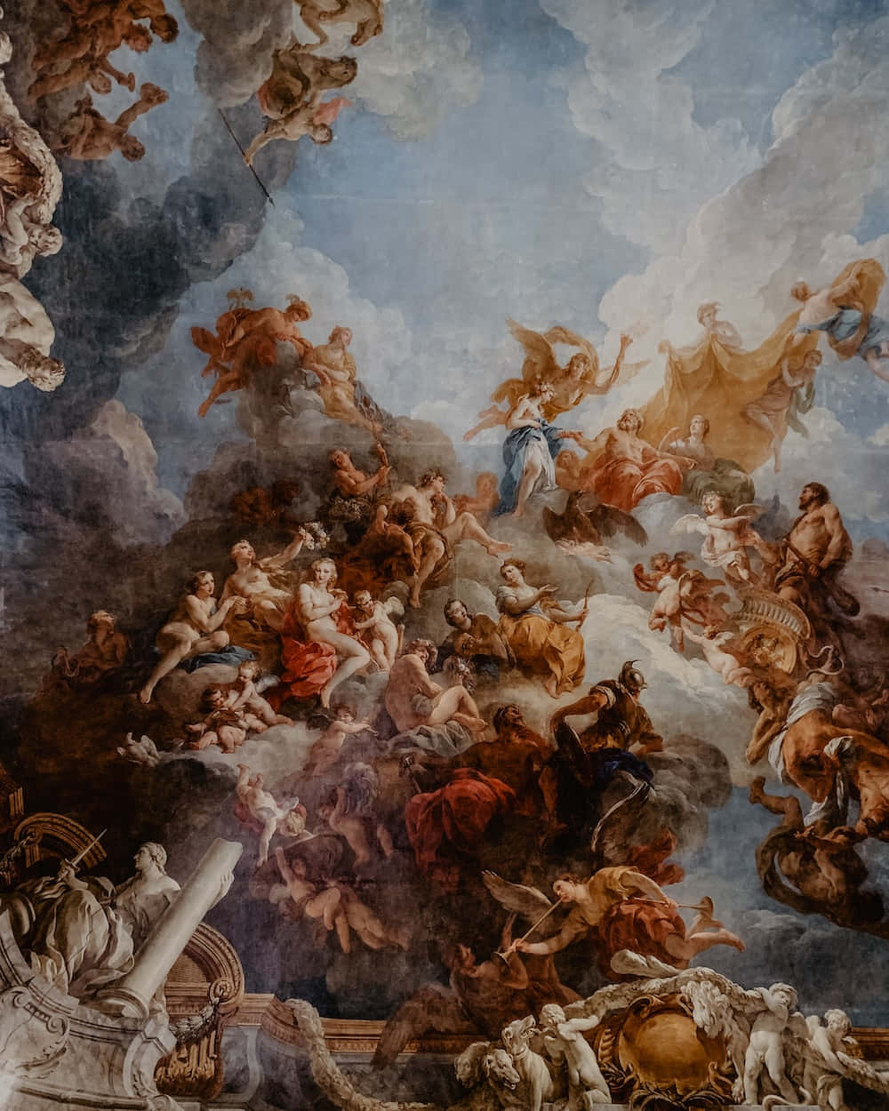 A Ceiling Painting Of Angels And Angels Wallpaper