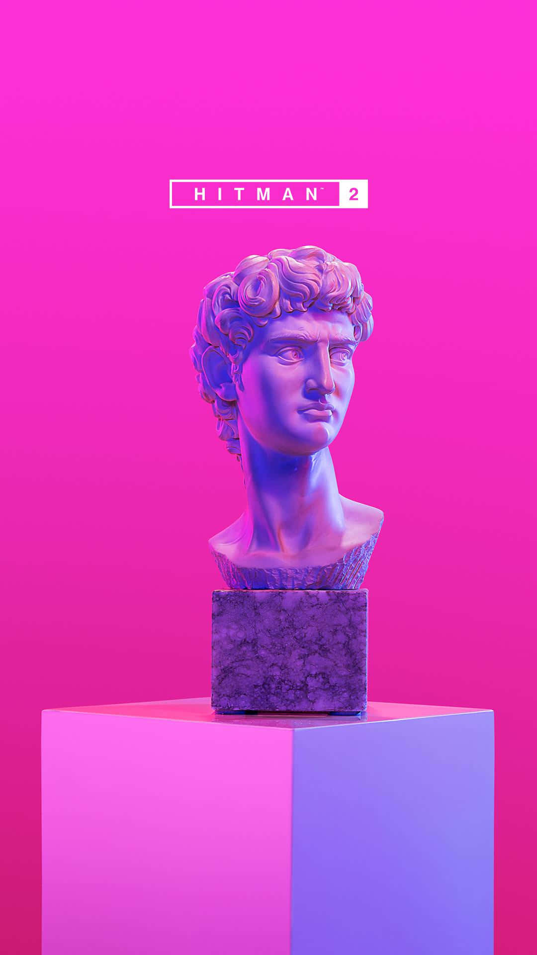 A Bust Of A Man With A Pink Background