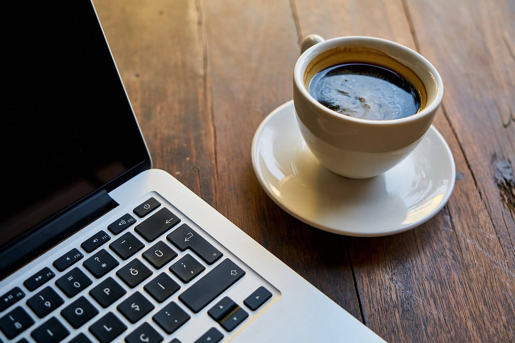 Best Laptop And Black Coffee On Table Wallpaper