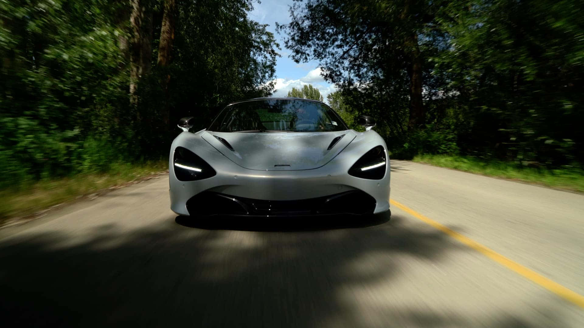 Road Lined With Trees Best McLaren 720S Background