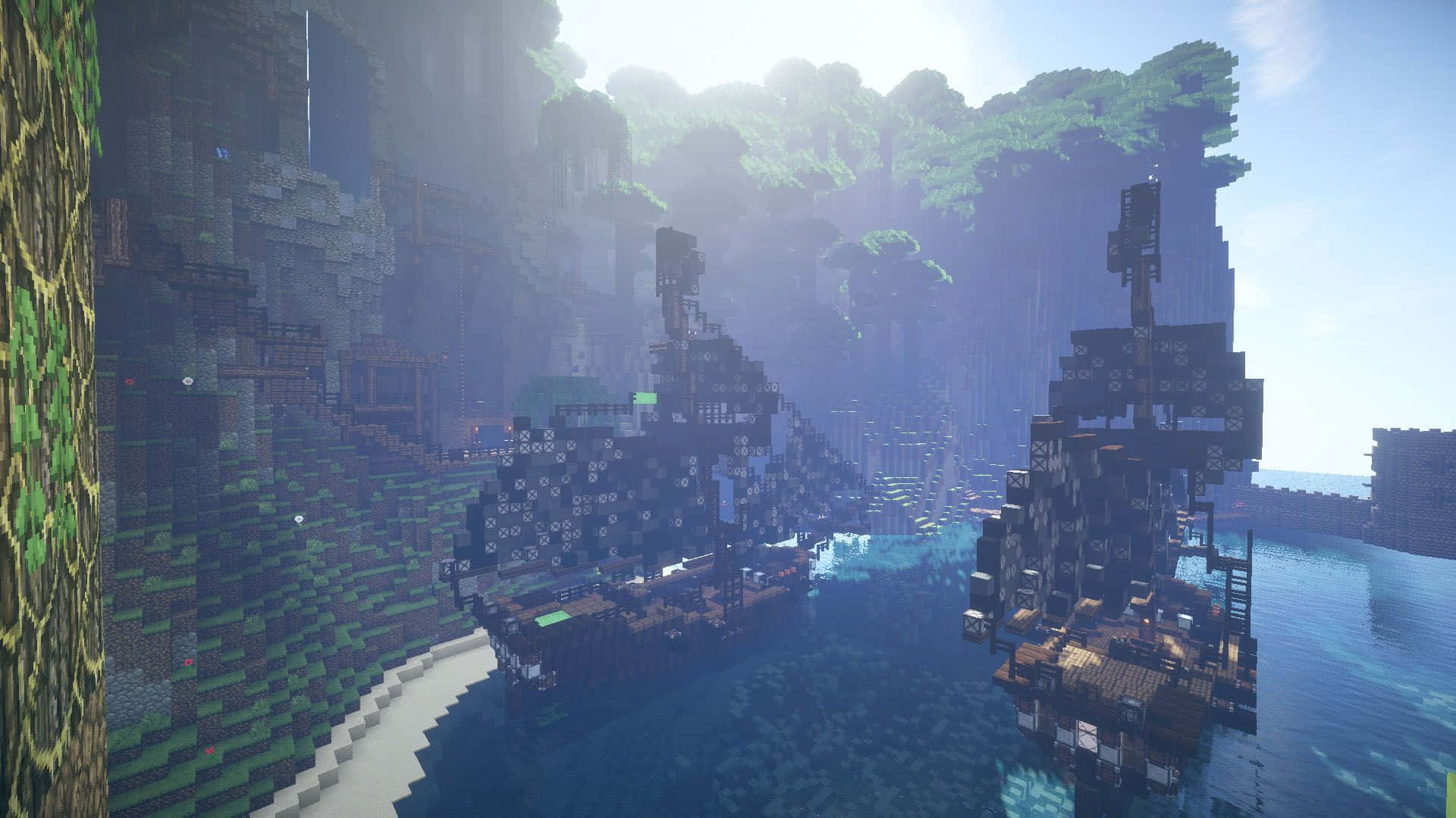 Unamappa Di Minecraft Con Una Barca Sull'acqua