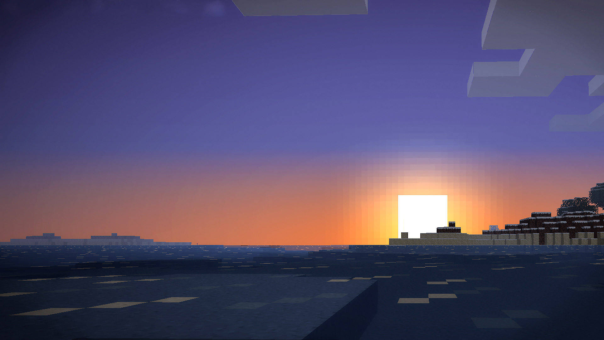 Best Minecraft Sunset At Sea Wallpaper