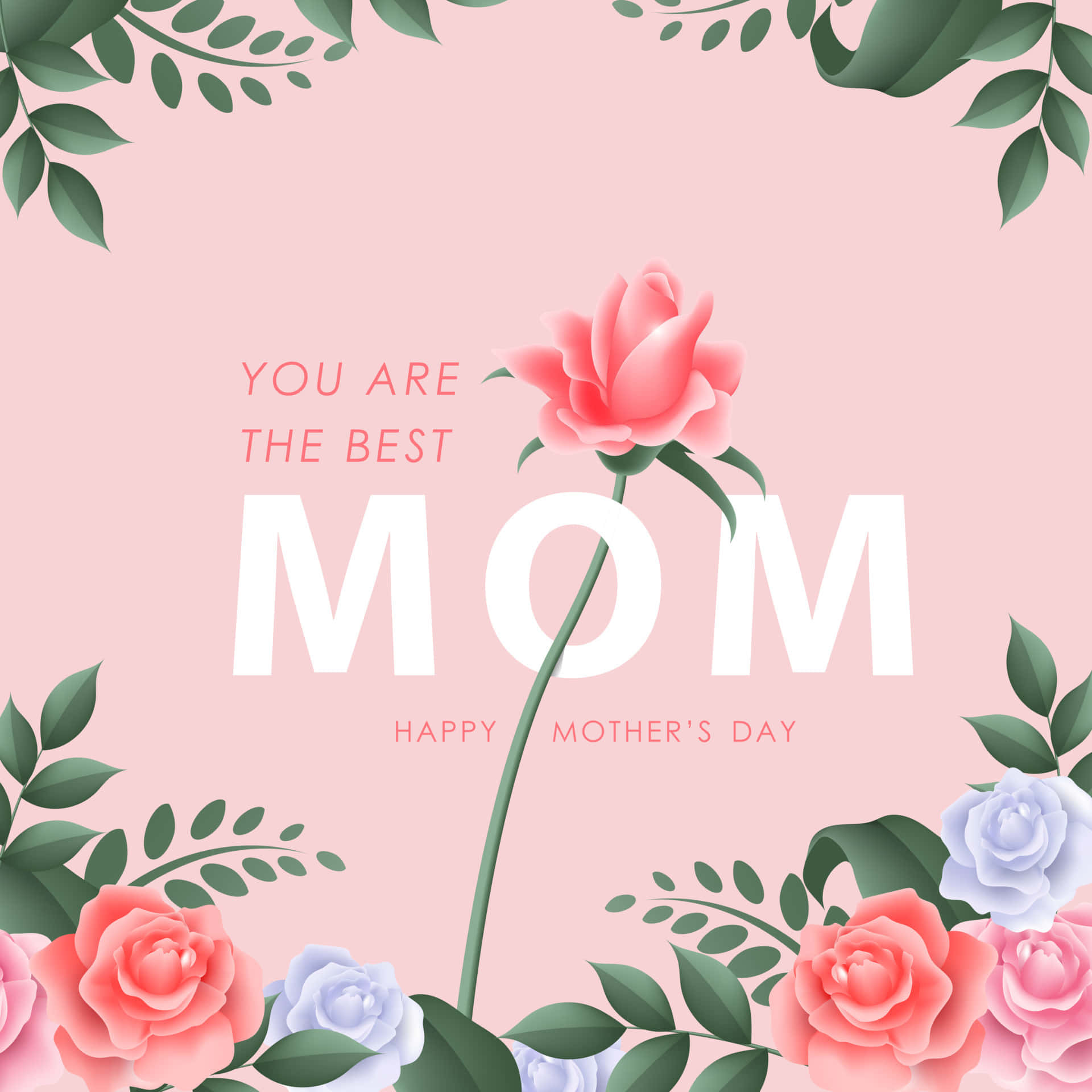 Best Mom Mothers Day Floral Greeting Wallpaper