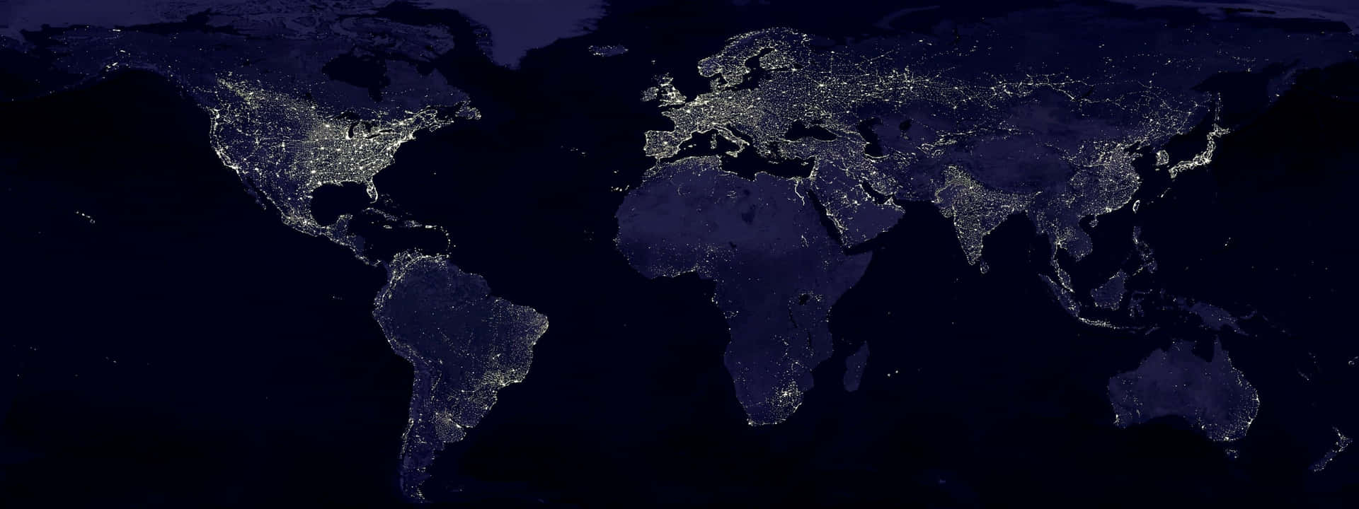 World Map City Lights Best Monitor Background