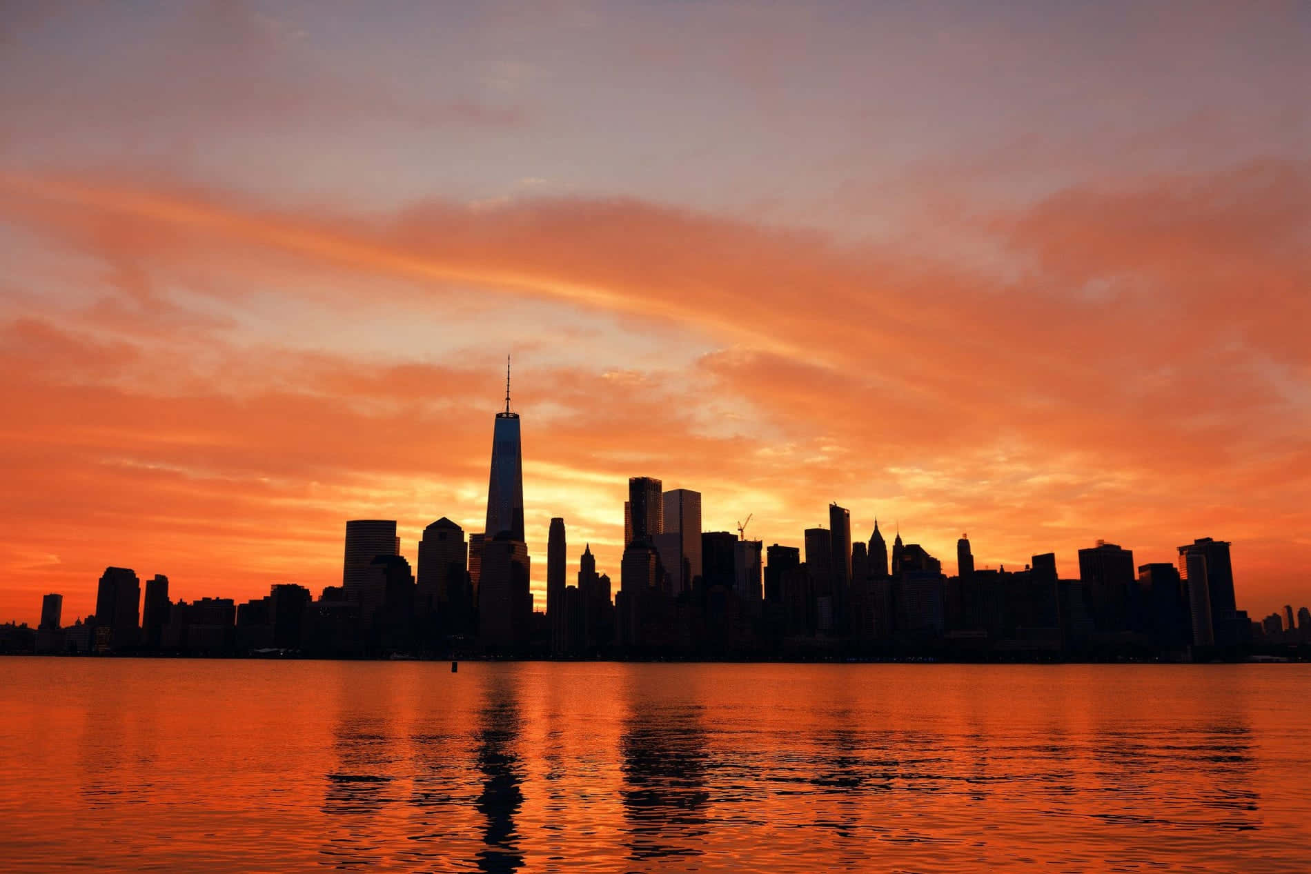 Hudsonflodenunder Solnedgången - Bästa New York-bakgrundsbild