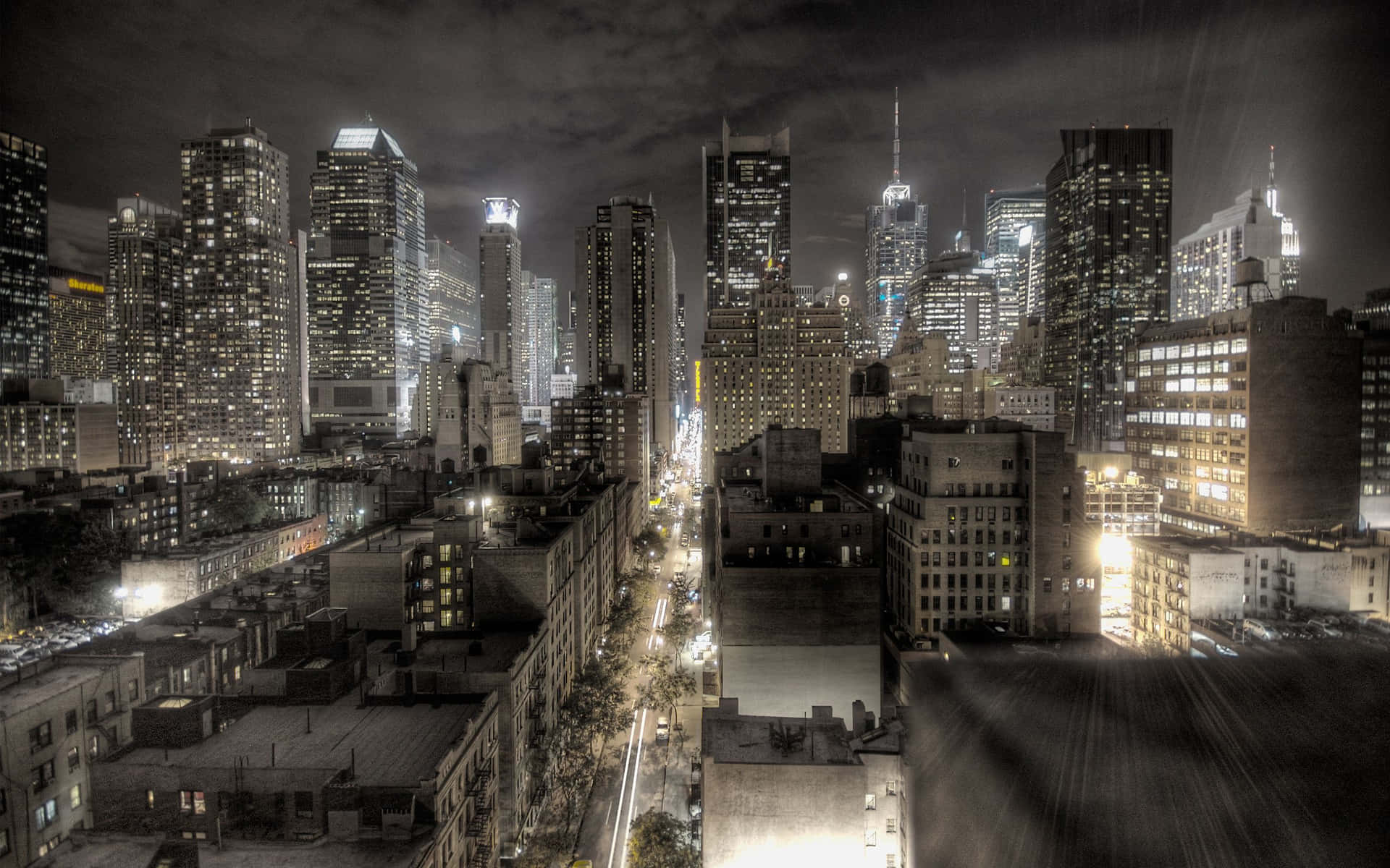 Gloomy Night Buildings Best New York Background