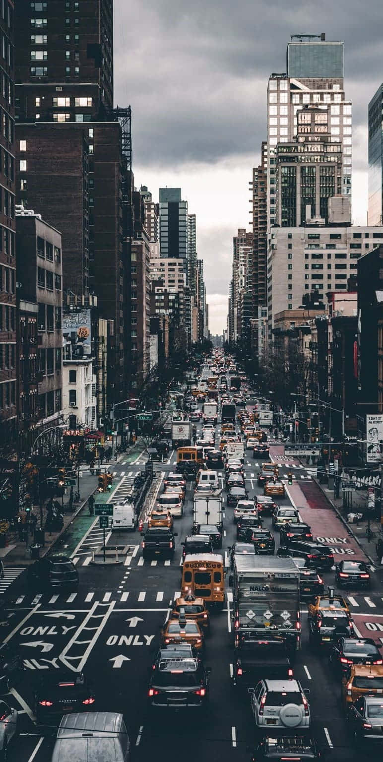 Straßevoller Fahrzeuge - Das Beste Hintergrundbild Von New York