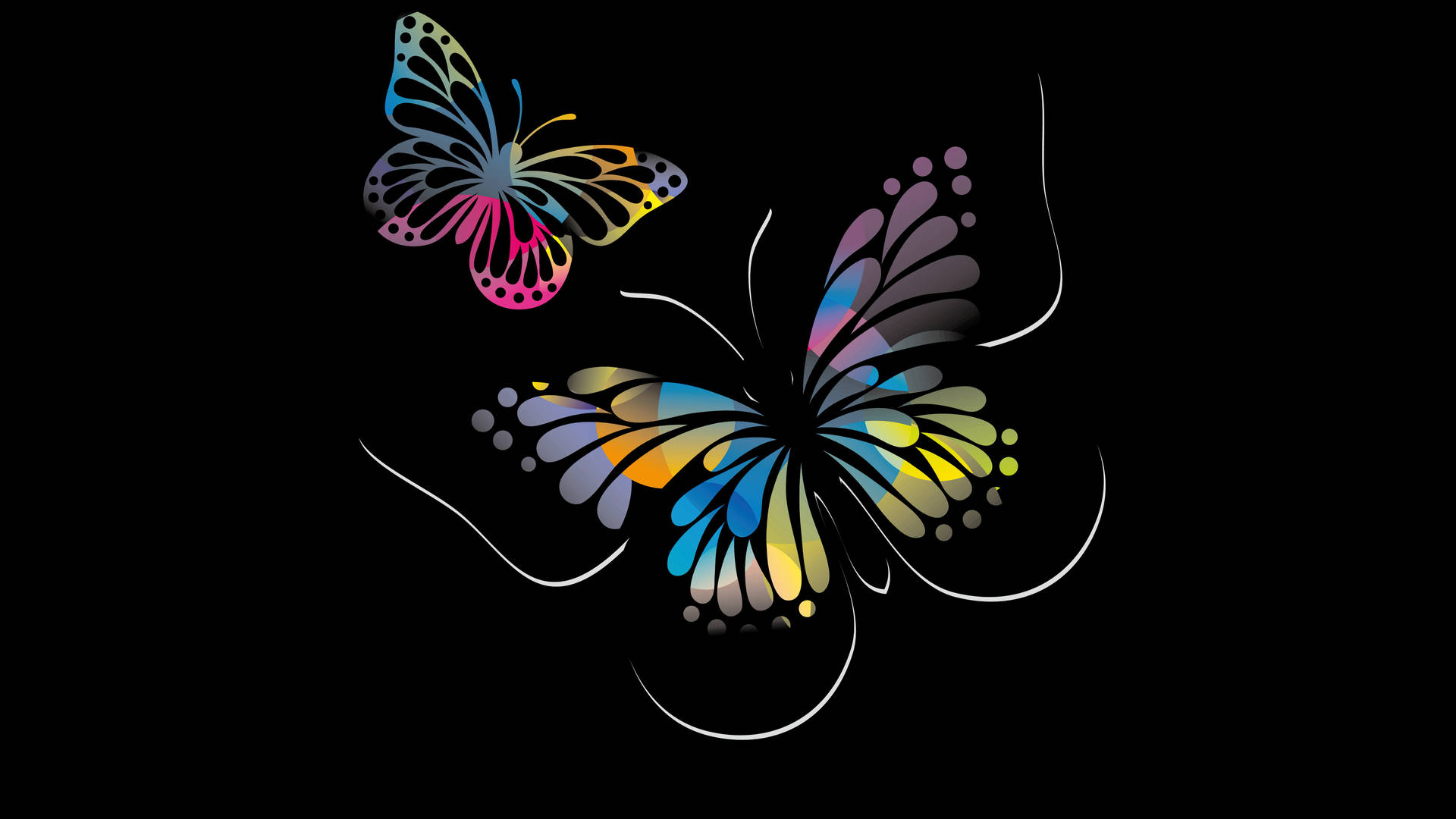 Bedste OLED farverige sommerfugle Wallpaper