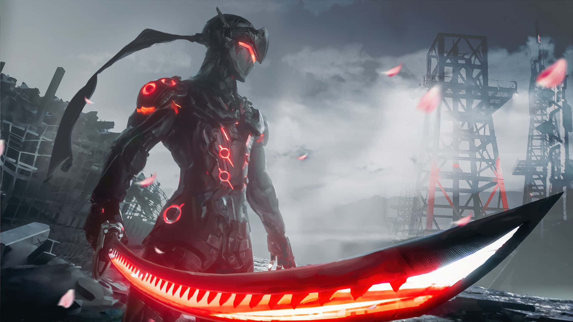 Genji Red Glow Best Overwatch Background