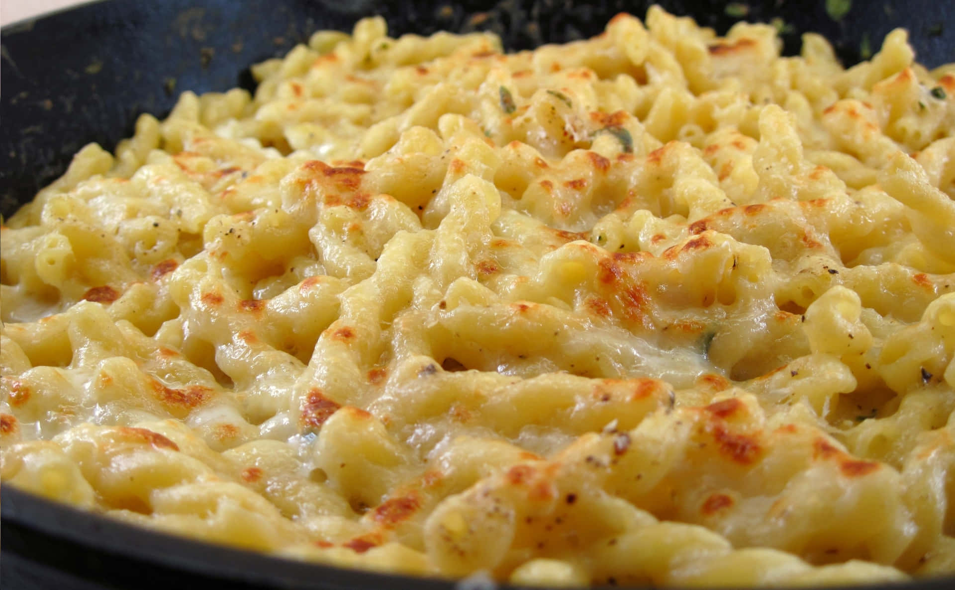 A Skillet With Macaroni And Cheese