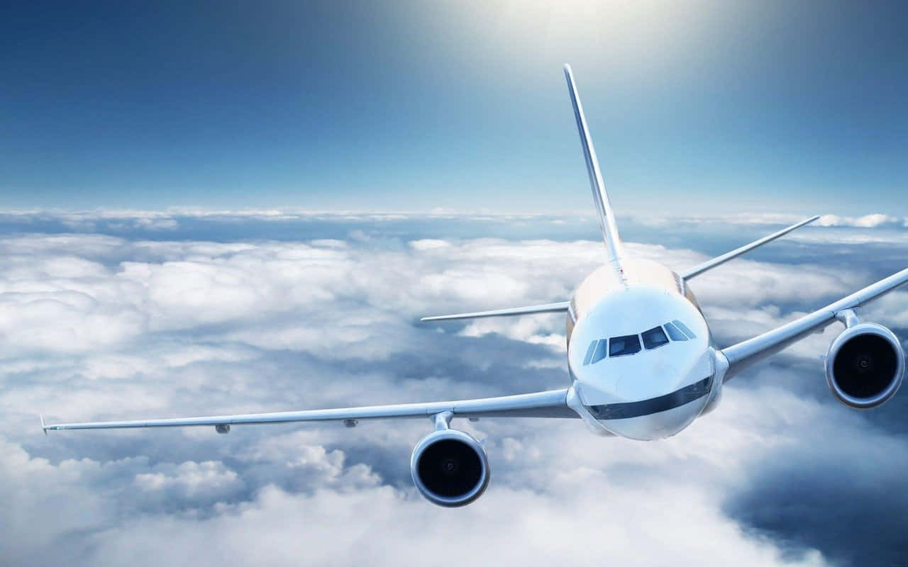 Best Plane Background Graphic Art Airplane Flying Over Clouds Background