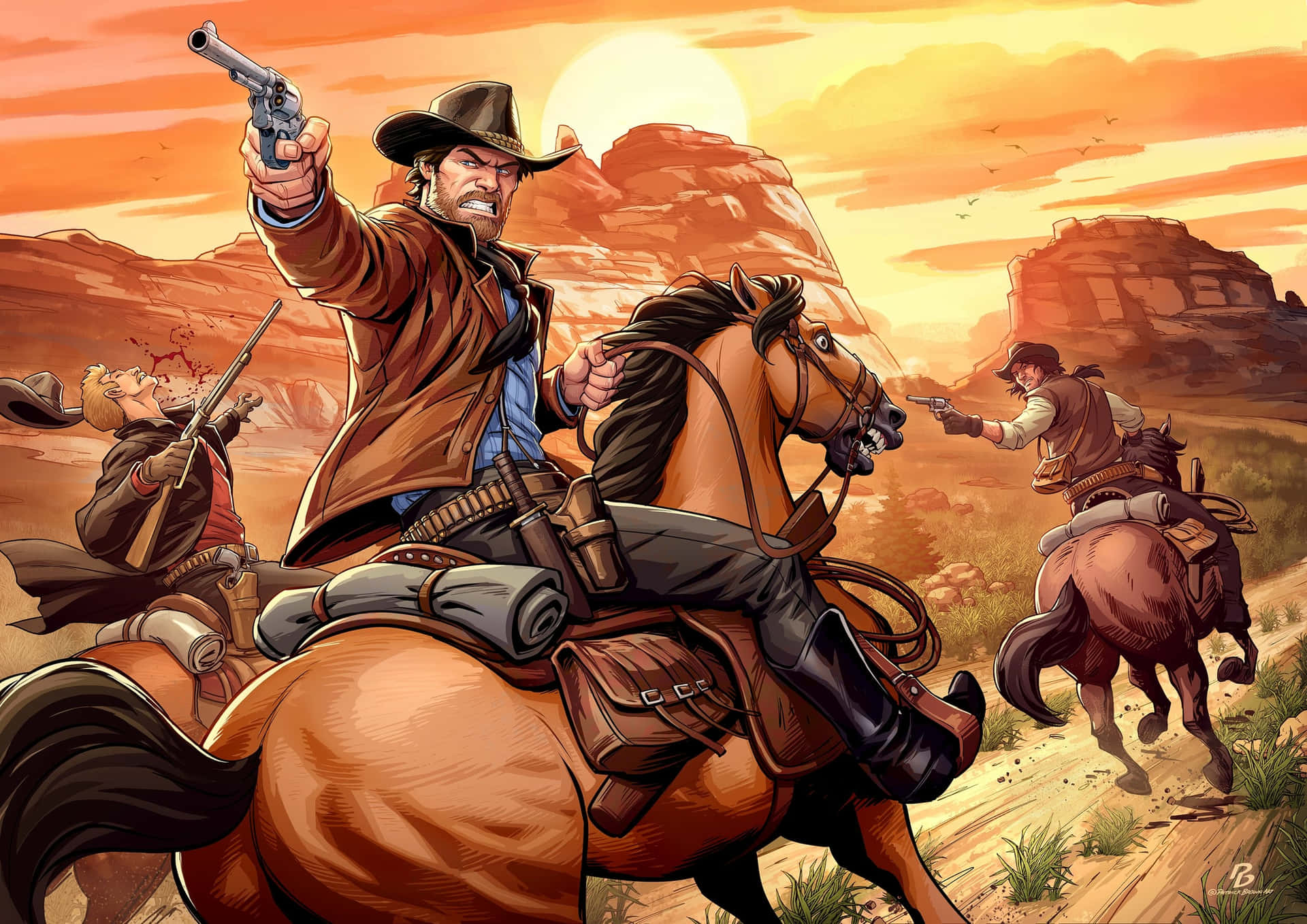 Bästabakgrundsbild Med Arthur Morgan Som Flyr I Red Dead Redemption 2