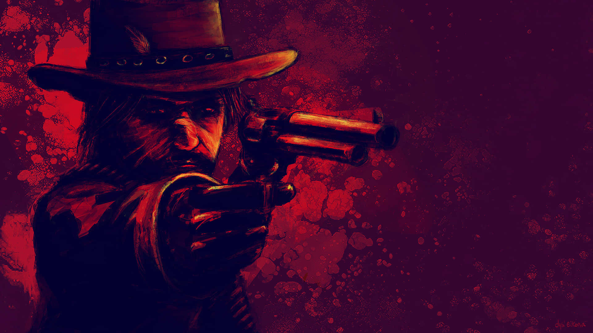 Migliorsfondo Red Dead Redemption 2 Con John Marston Che Punta Una Pistola.