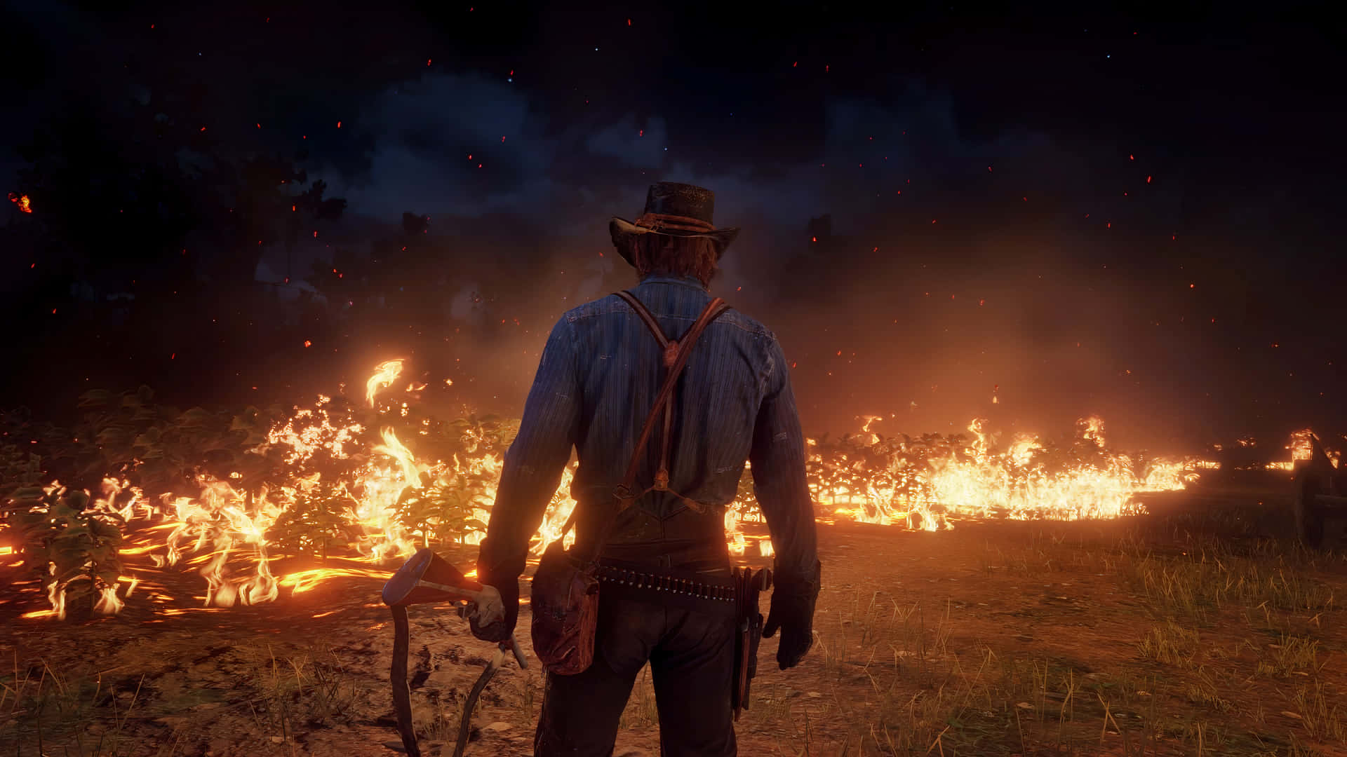 Best Red Dead Redemption 2 Arthur Morgan Burning Field Background