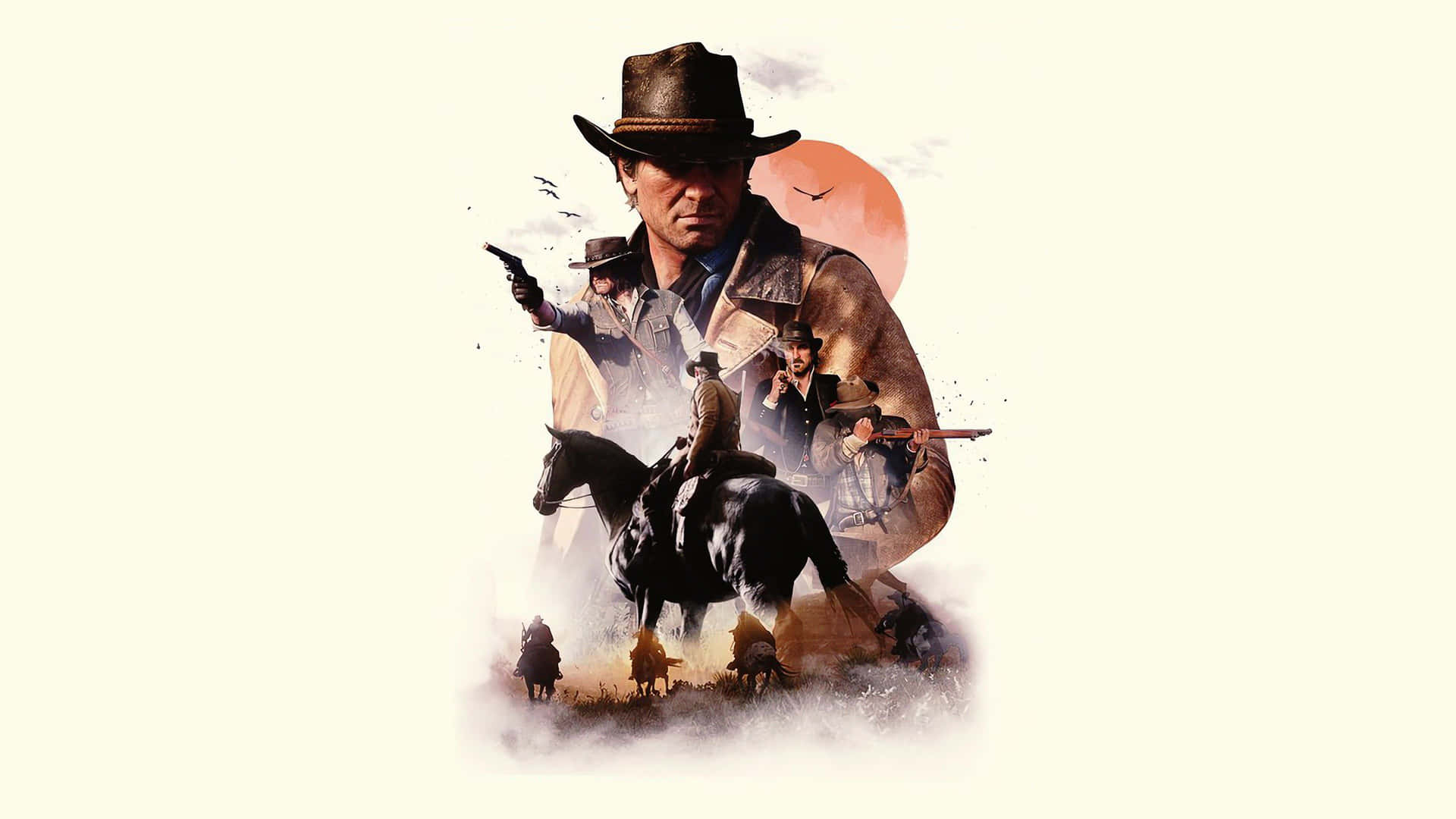 Bästabakgrunden Med Arthur Morgan Fotokollage Från Red Dead Redemption 2.