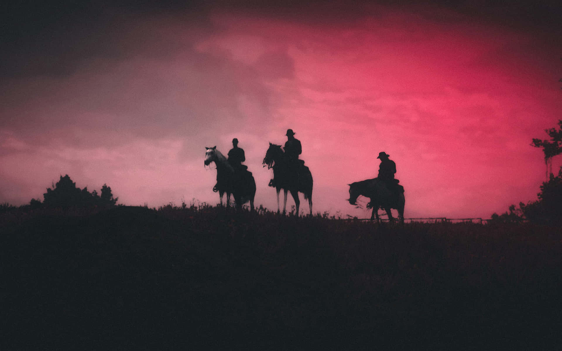 Best Red Dead Redemption 2 Silhouette Of Three Cowboys Background