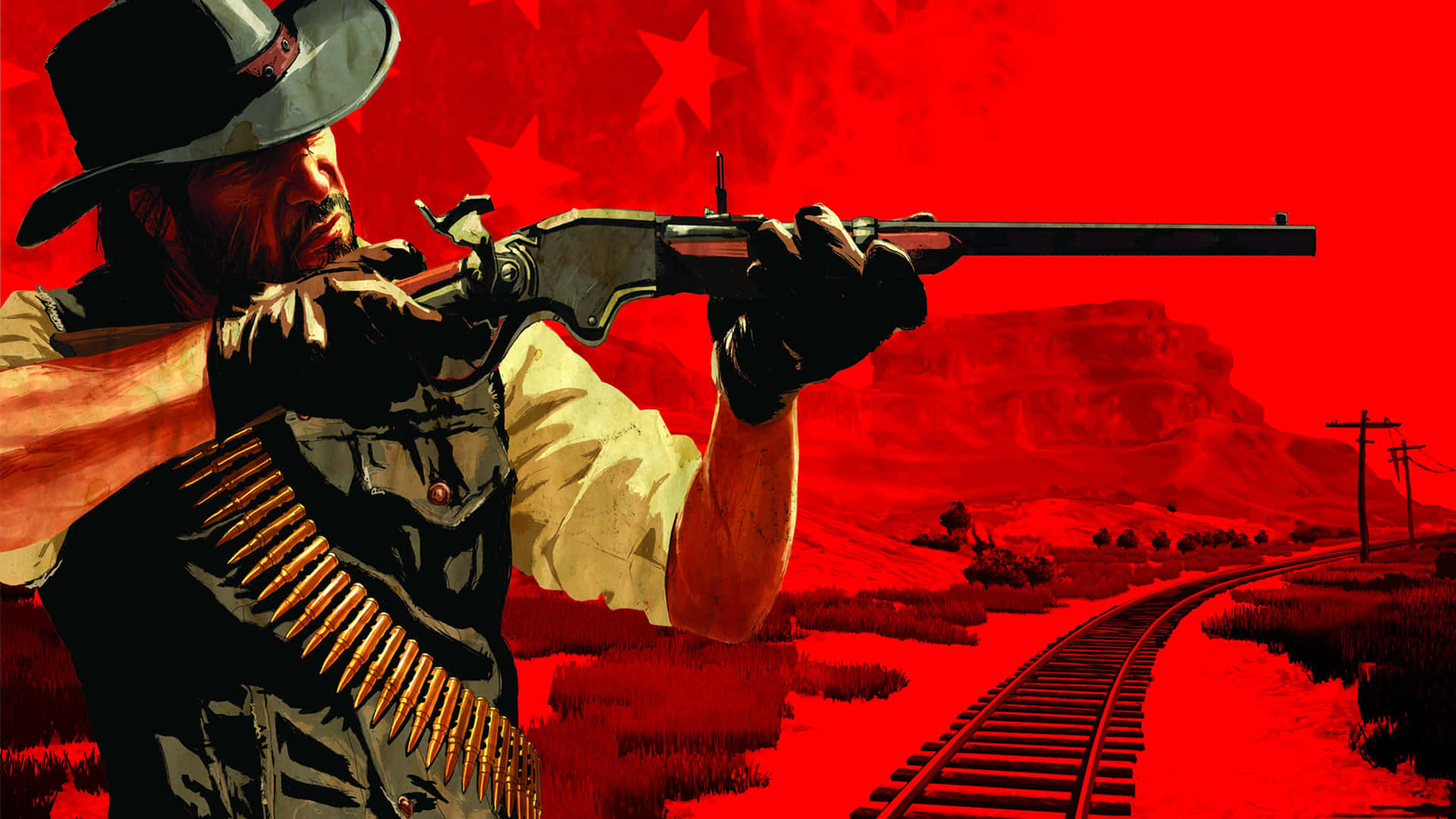 Migliorsfondo Red Dead Redemption 2 Arthur Morgan Prendendo La Mira Con Un Fucile.