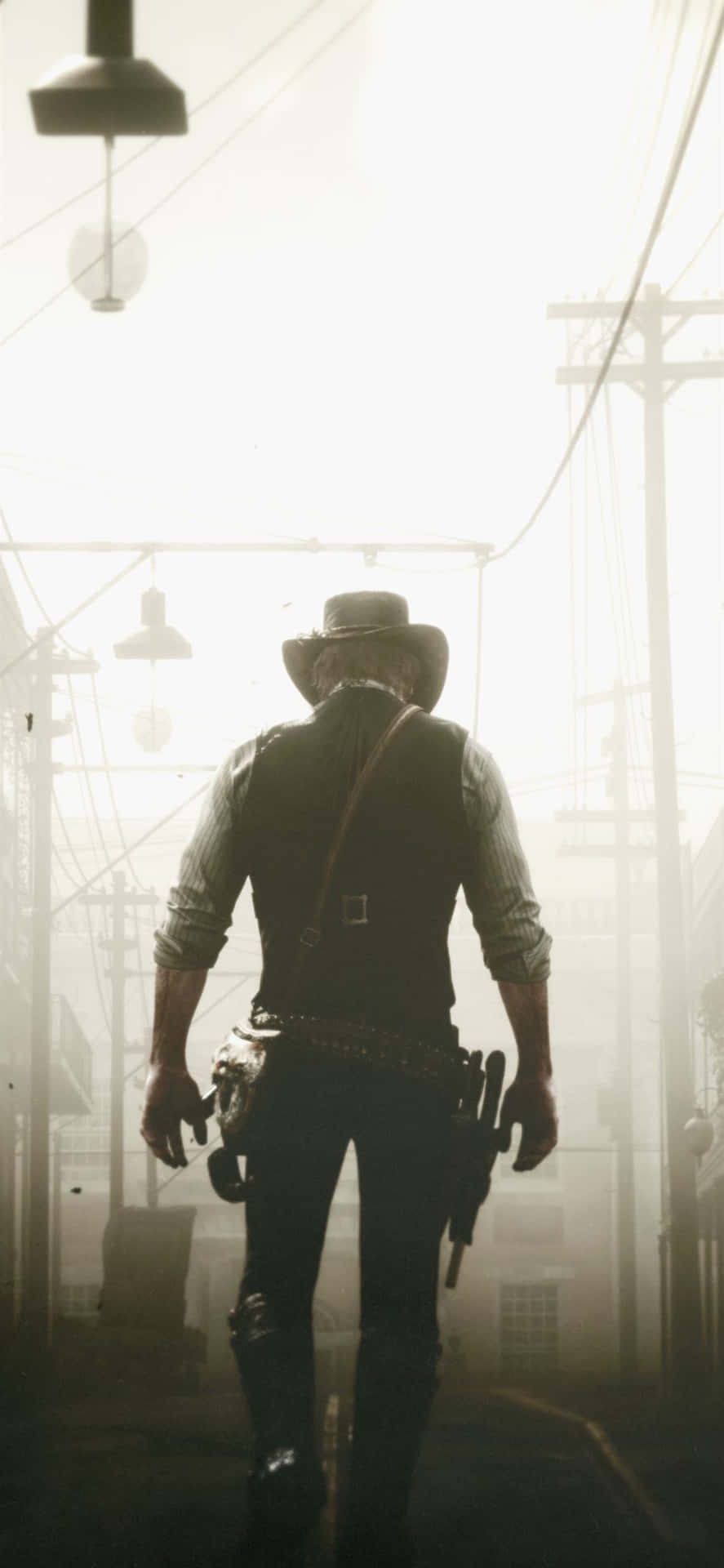 Migliorsfondo Di Red Dead Redemption 2 Con Un Cowboy Che Si Allontana