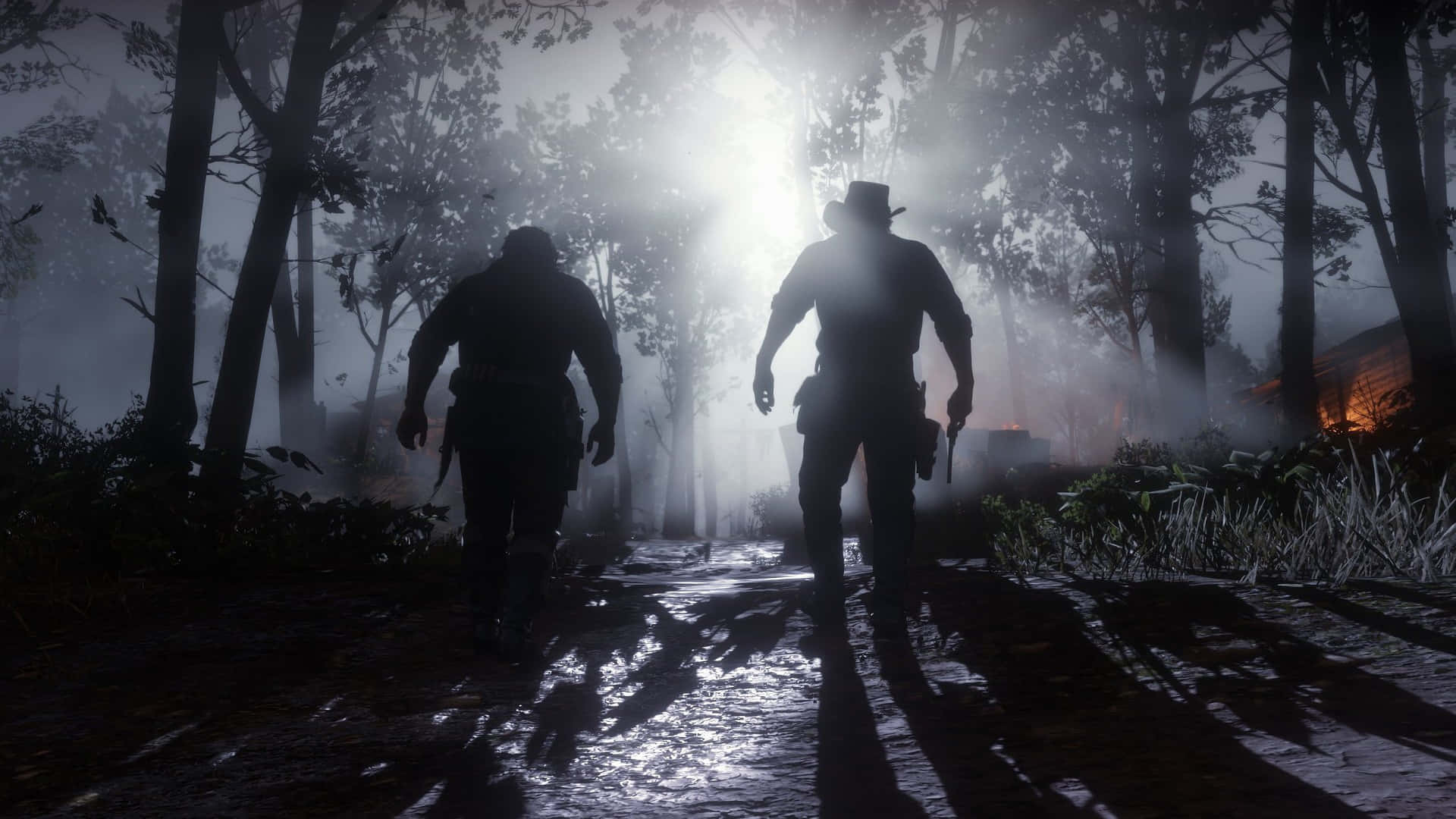 Best Red Dead Redemption 2 Two Cowboys Going In A Forest Background