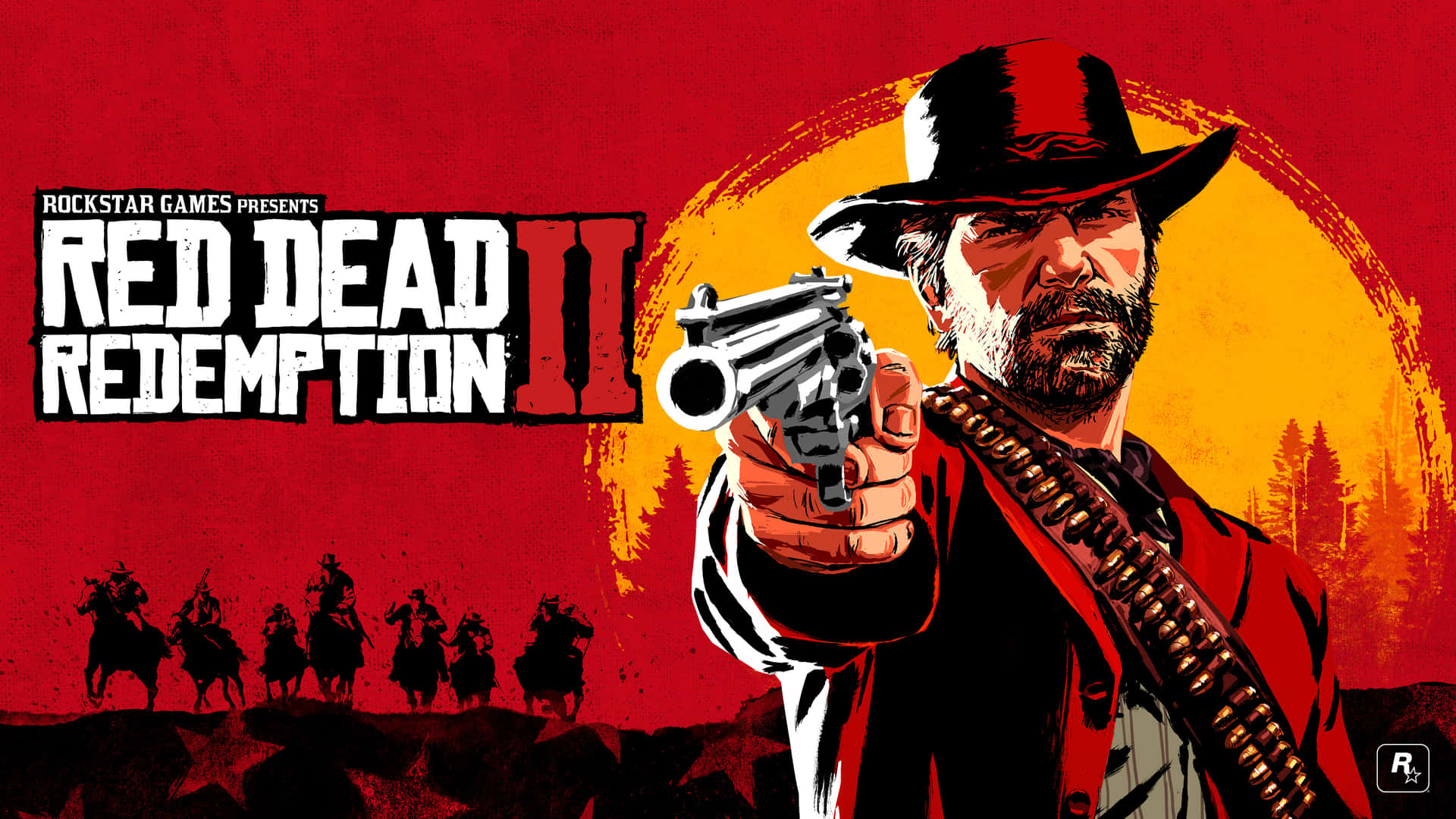 Bästared Dead Redemption 2 Bakgrundsbild Med Arthur Morgan Som Pekar Med En Pistol.