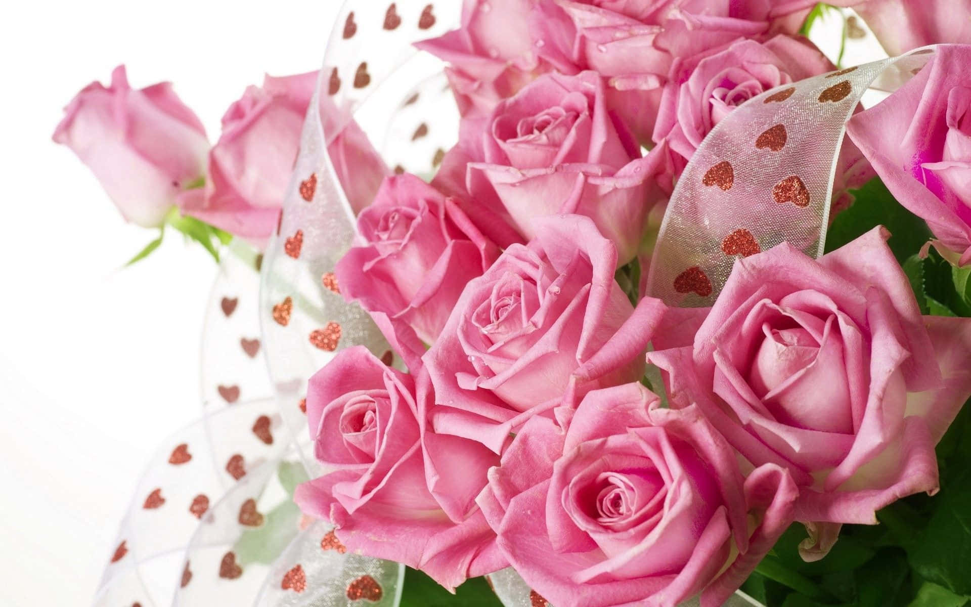 Pink Bouquet Flowers Best Roses Background