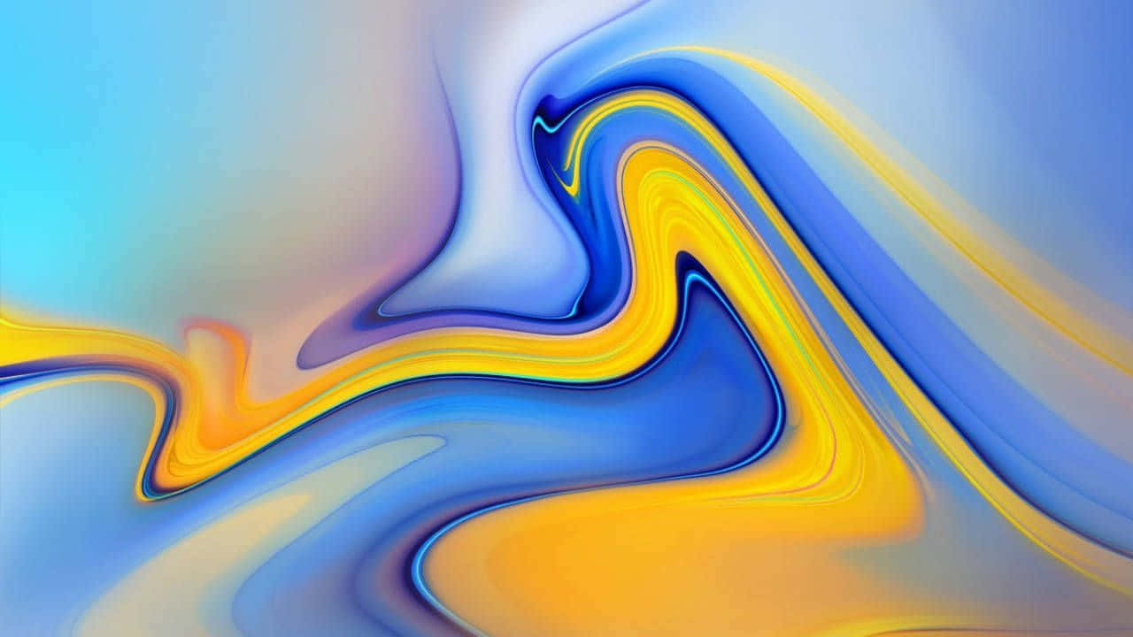 Einabstraktes Gemälde In Blau Und Gelb Auf Einem Samsung Galaxy Note 9. Wallpaper