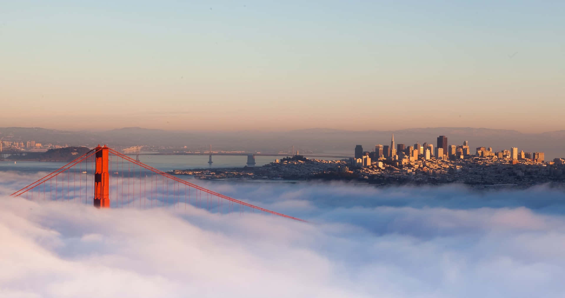 Coperturadi Nebbia Bianca Nell'area Della Baia Il Miglior Sfondo Di San Francisco