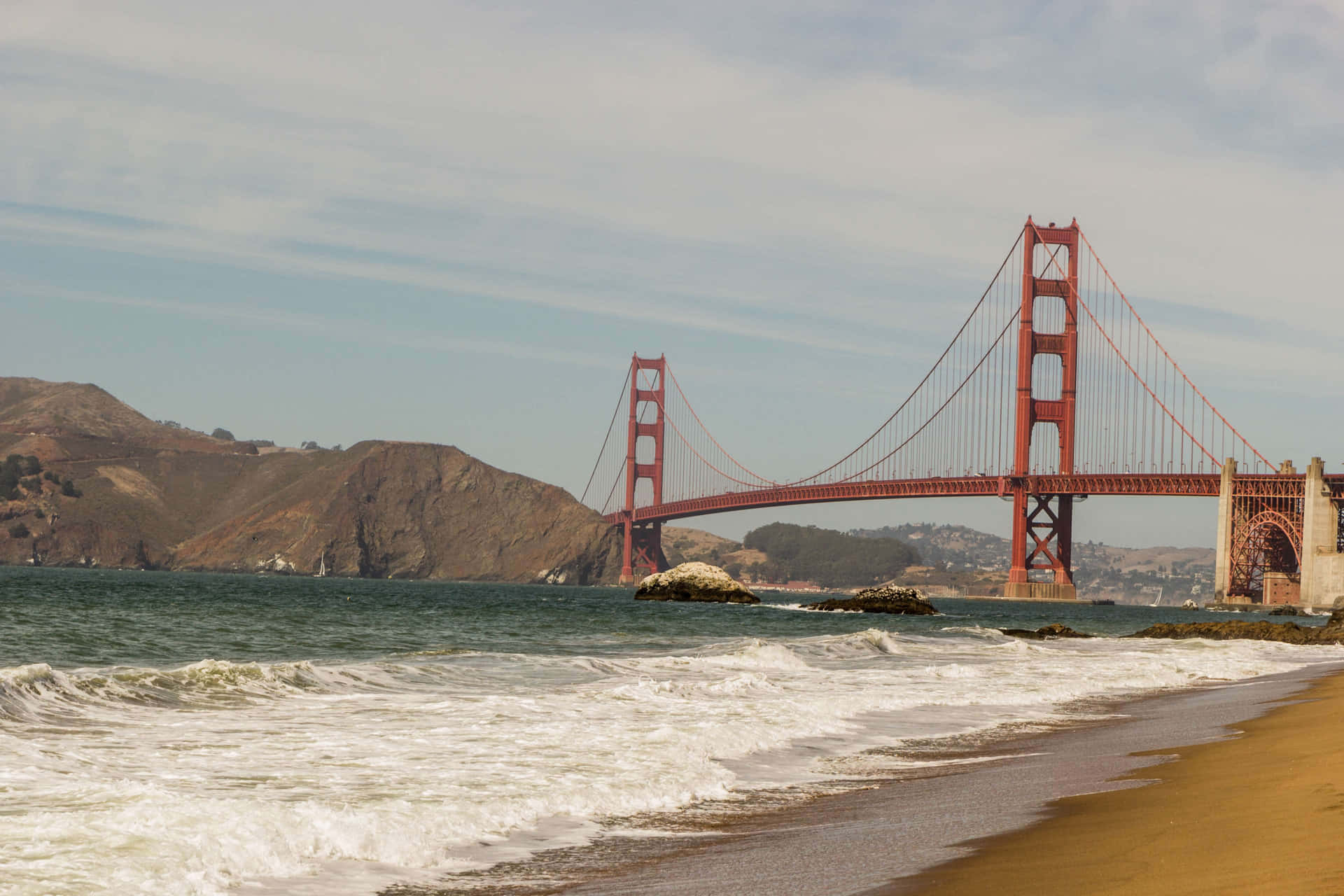 Mejorfondo De Pantalla De Olas En La Playa De San Francisco