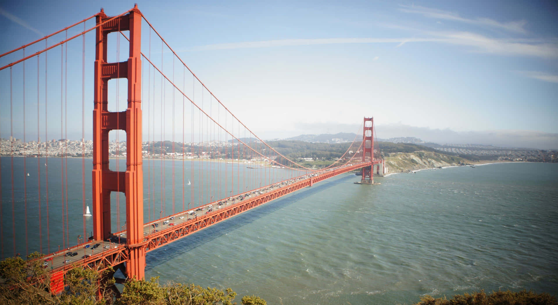 Guldbroen Med Vignet Effekt Bedste San Francisco Baggrund