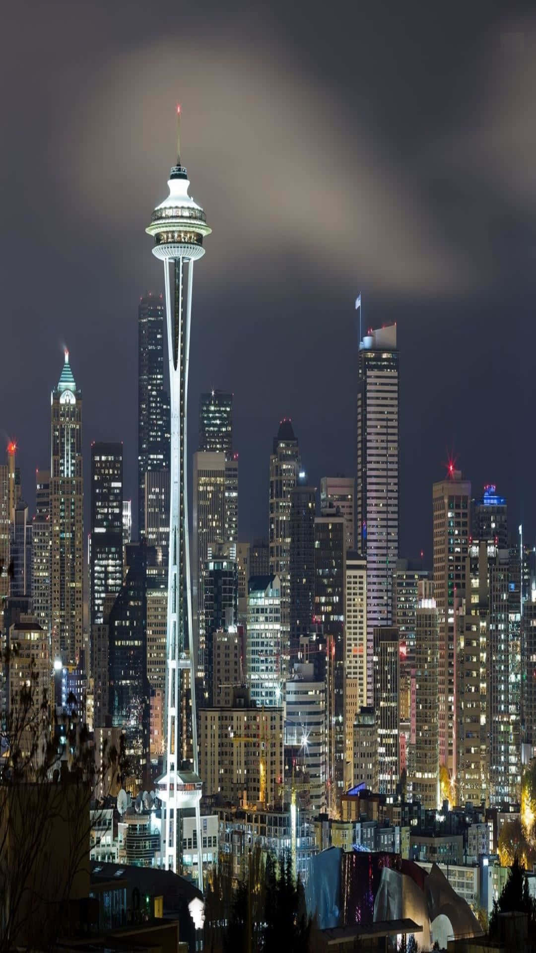 Vertikalgestreckter Space Needle – Der Beste Hintergrund Für Seattle.