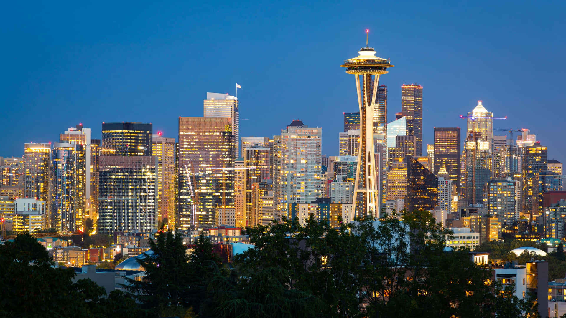Hellernacht-kerry Park-ansicht: Das Beste Seattle-hintergrundbild.