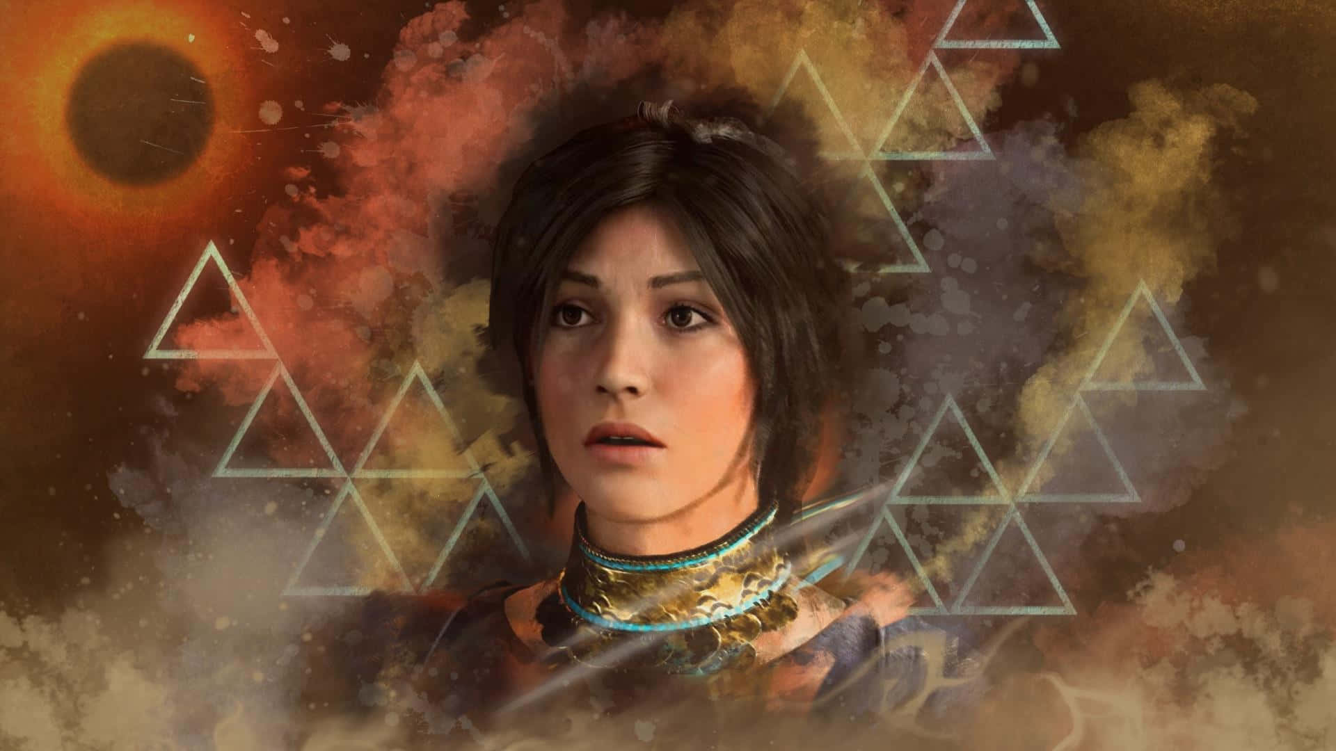 Triangelformadförmörkelse Är Den Bästa Bakgrunden För Shadow Of The Tomb Raider.