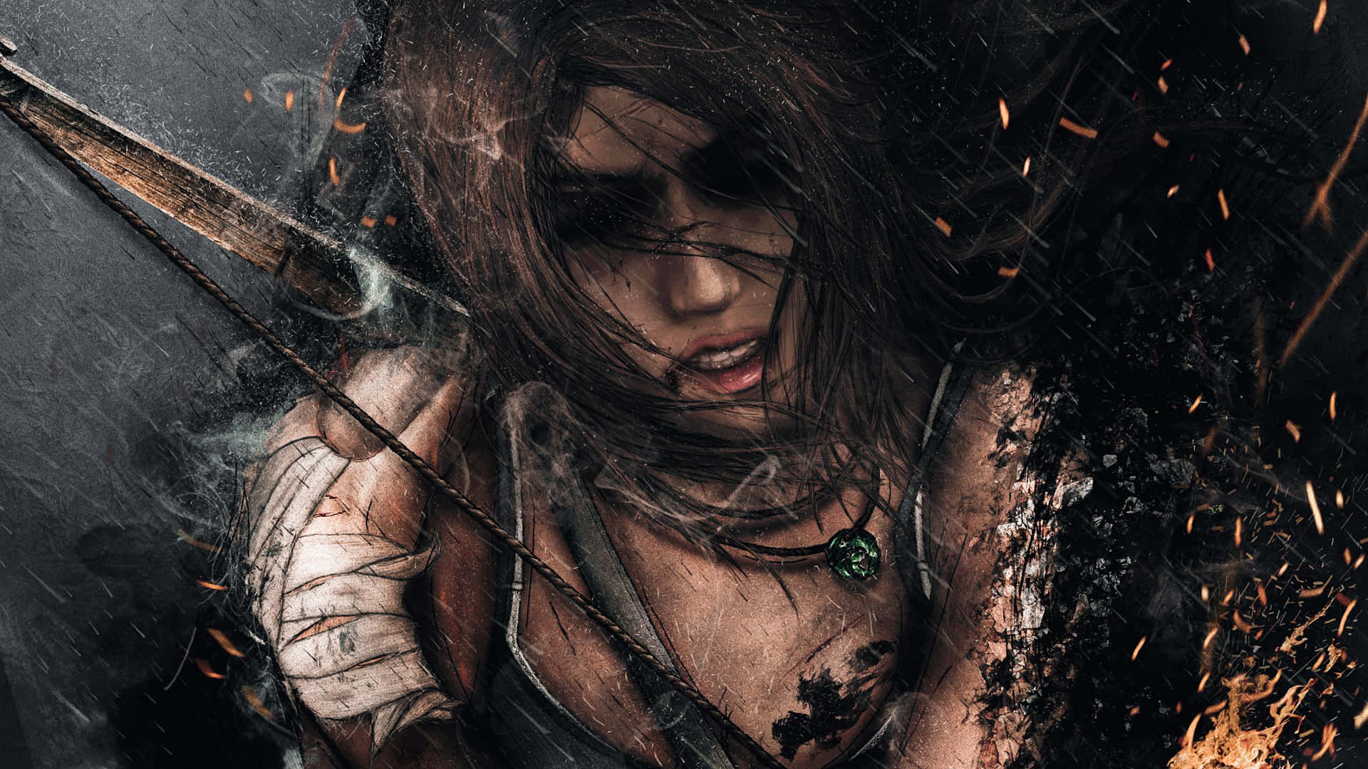 Regnig Bedste Skygge Af The Tomb Raider Baggrund