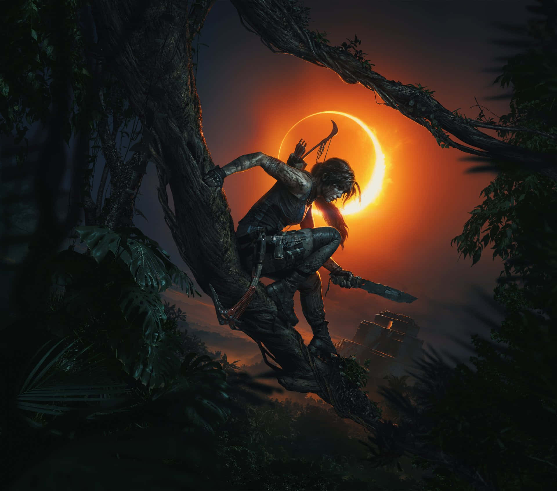 Solformørkelse Bedste Skygge Af Tomb Raider Baggrunden