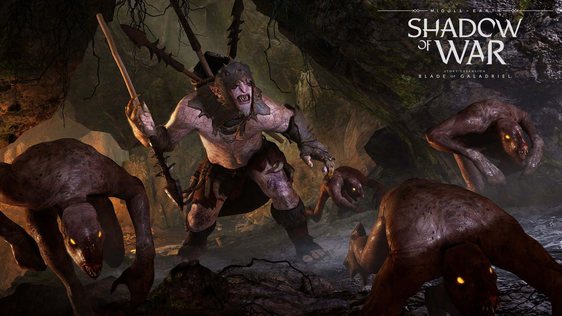 Besteshintergrundbild Von Shadow Of War: Goblins In Einer Höhle