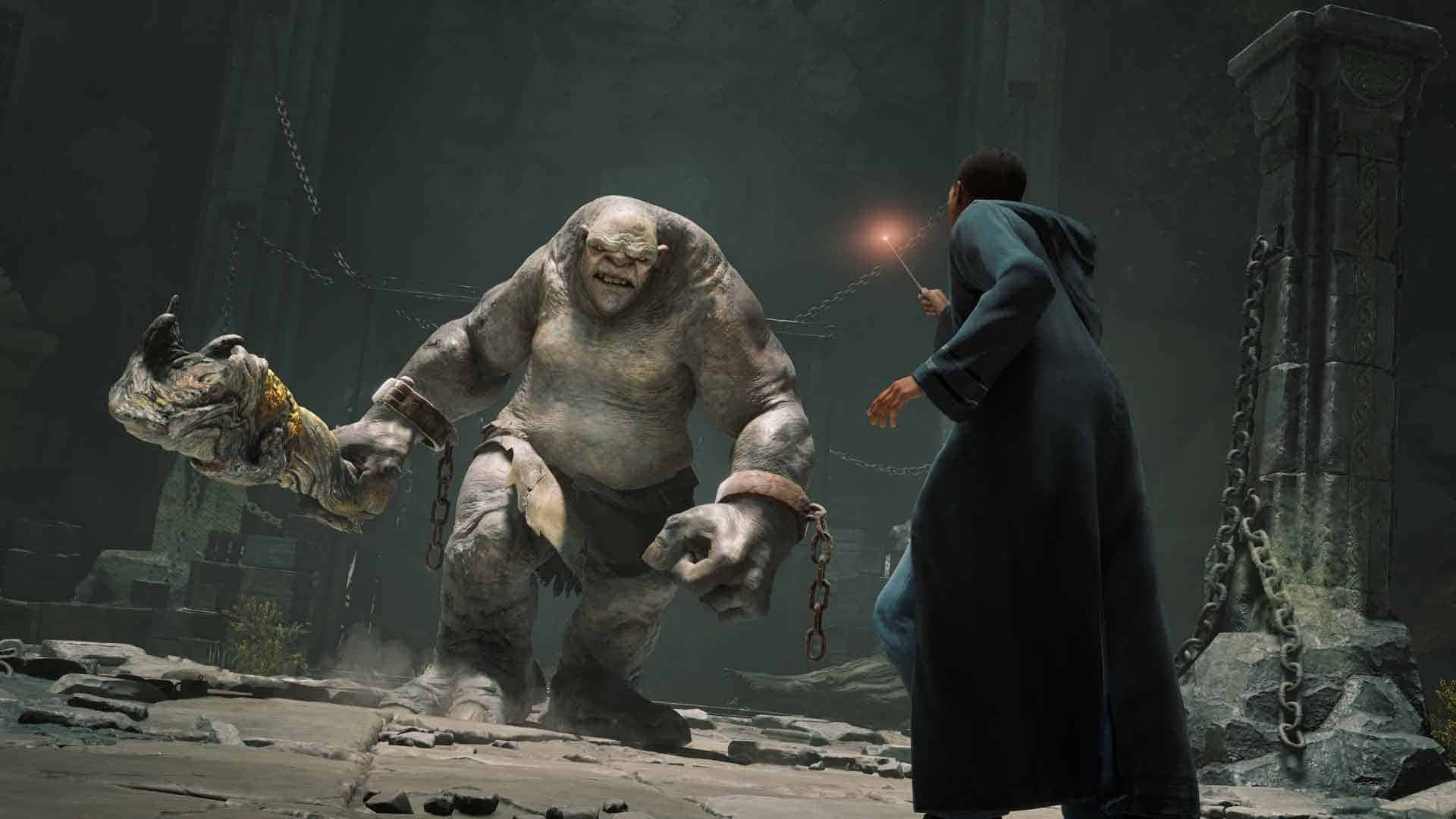 Besteshintergrundbild Von Shadow Of War: Ein Zauberer Kämpft Gegen Einen Troll.