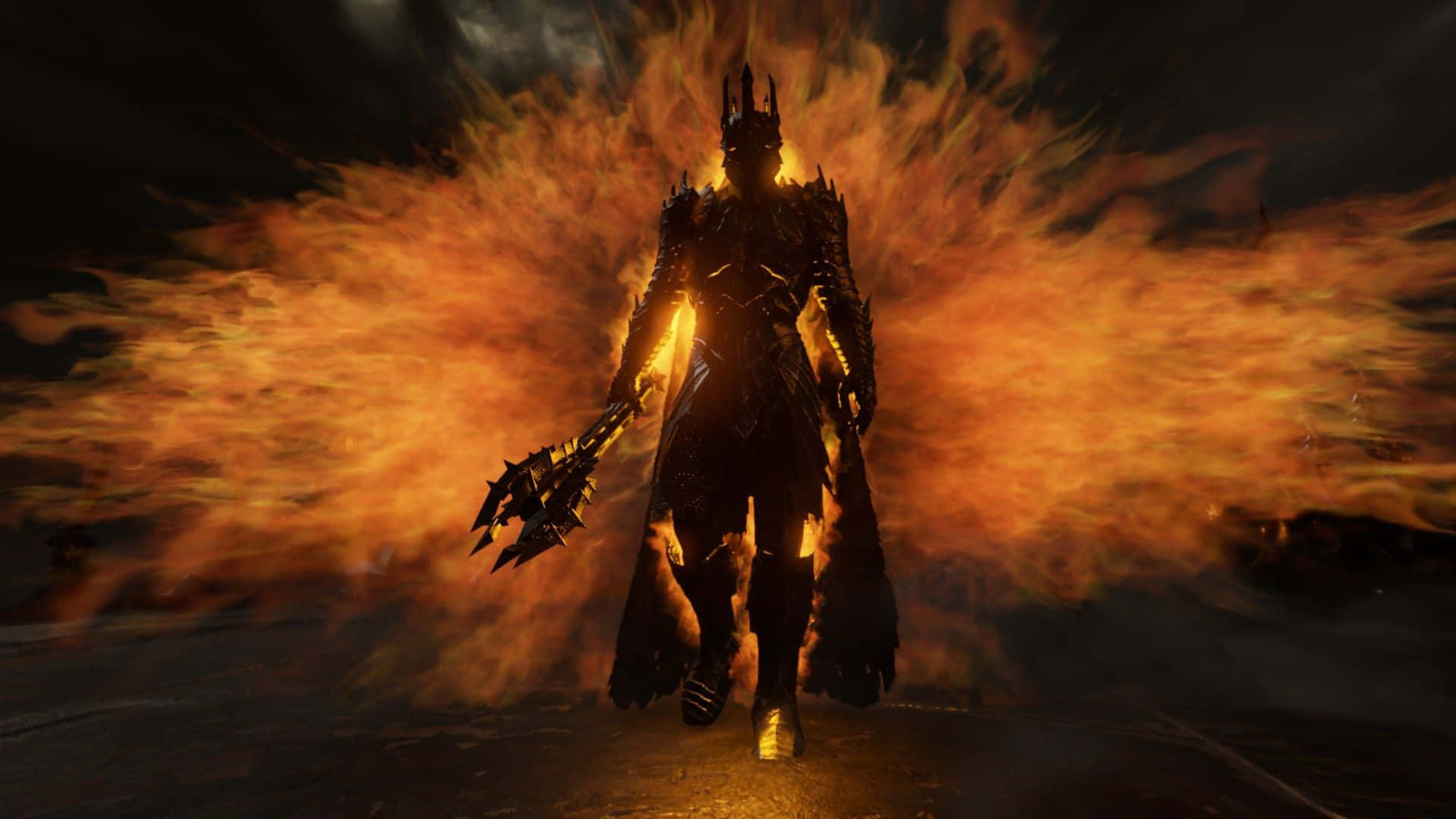 Mejorfondo De Pantalla De La Sombra De La Guerra: Sauron Con Poderes De Fuego.