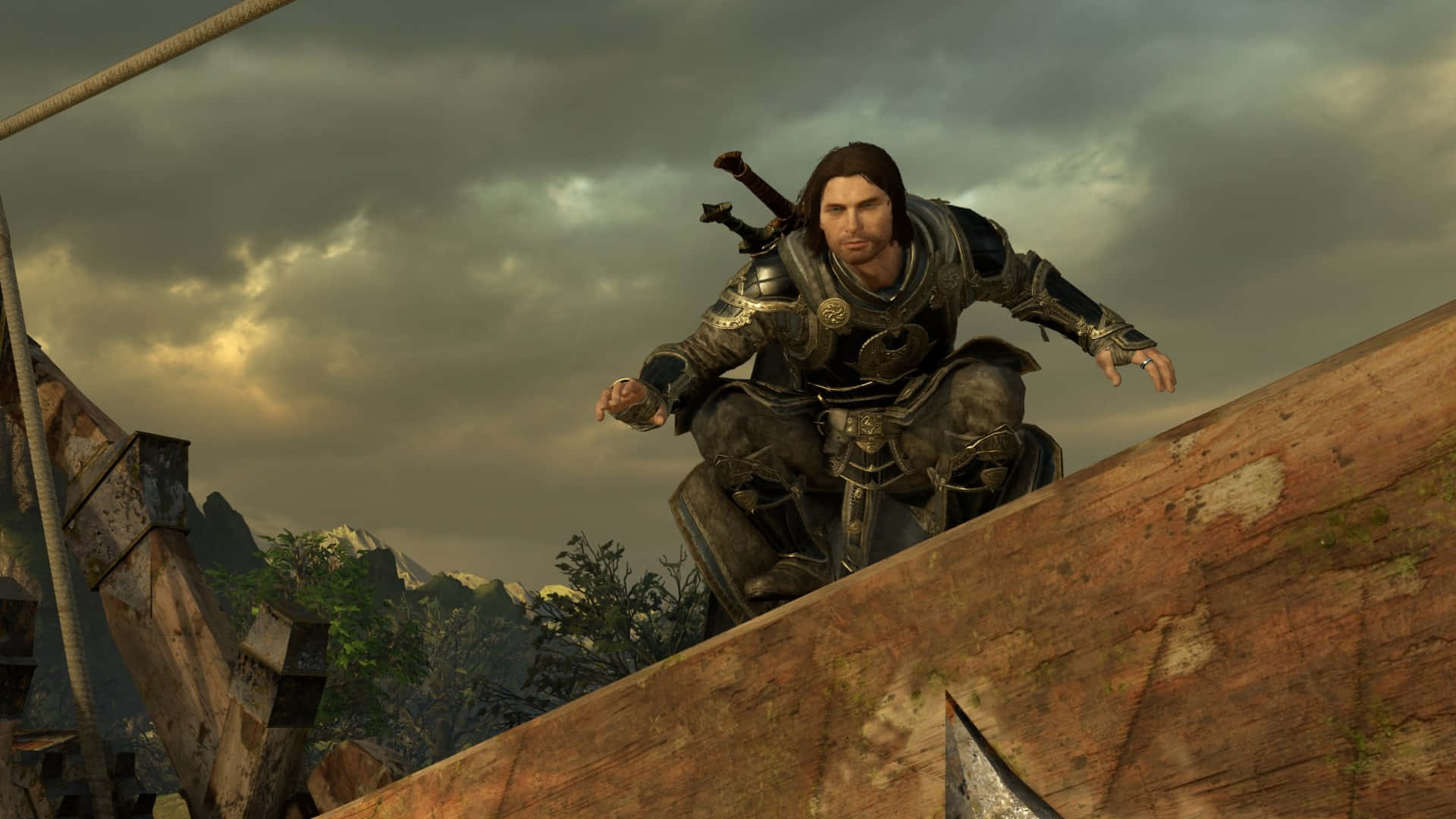 Best Shadow Of War Background Talion Crouching Down