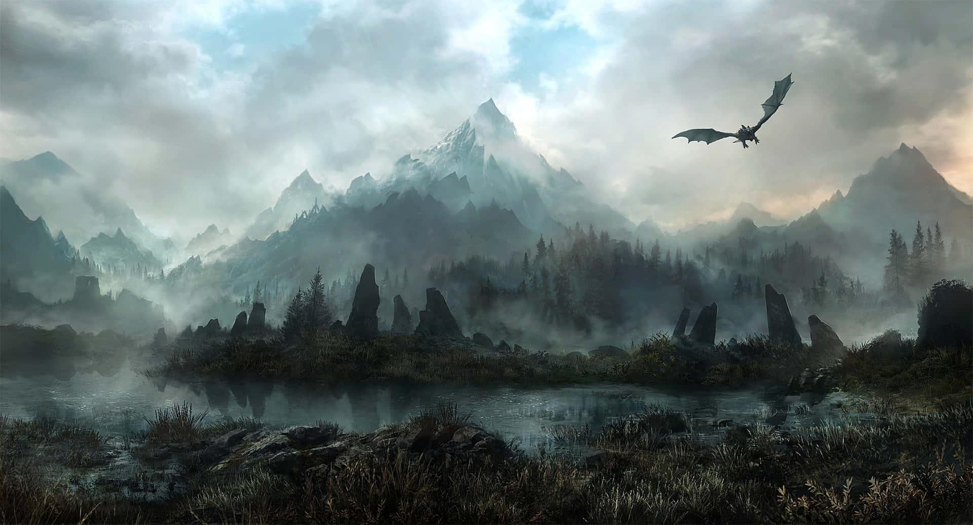 Udforsk den imponerende åbne verden af ​​'The Elder Scrolls V: Skyrim' Wallpaper