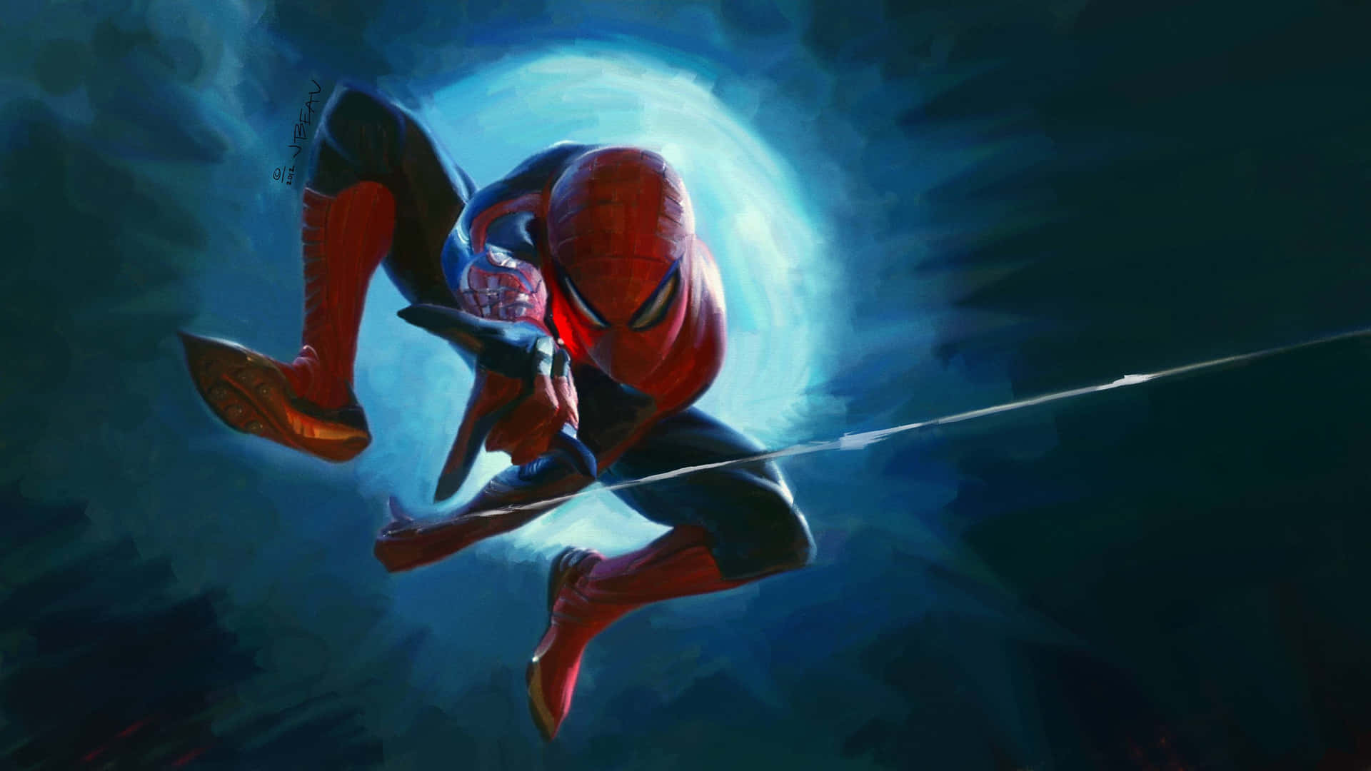Image  Spider Man Leaping Through the Air Wallpaper