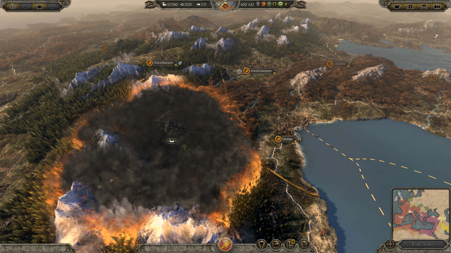 A Screenshot Of A Game With A Fire In The Background