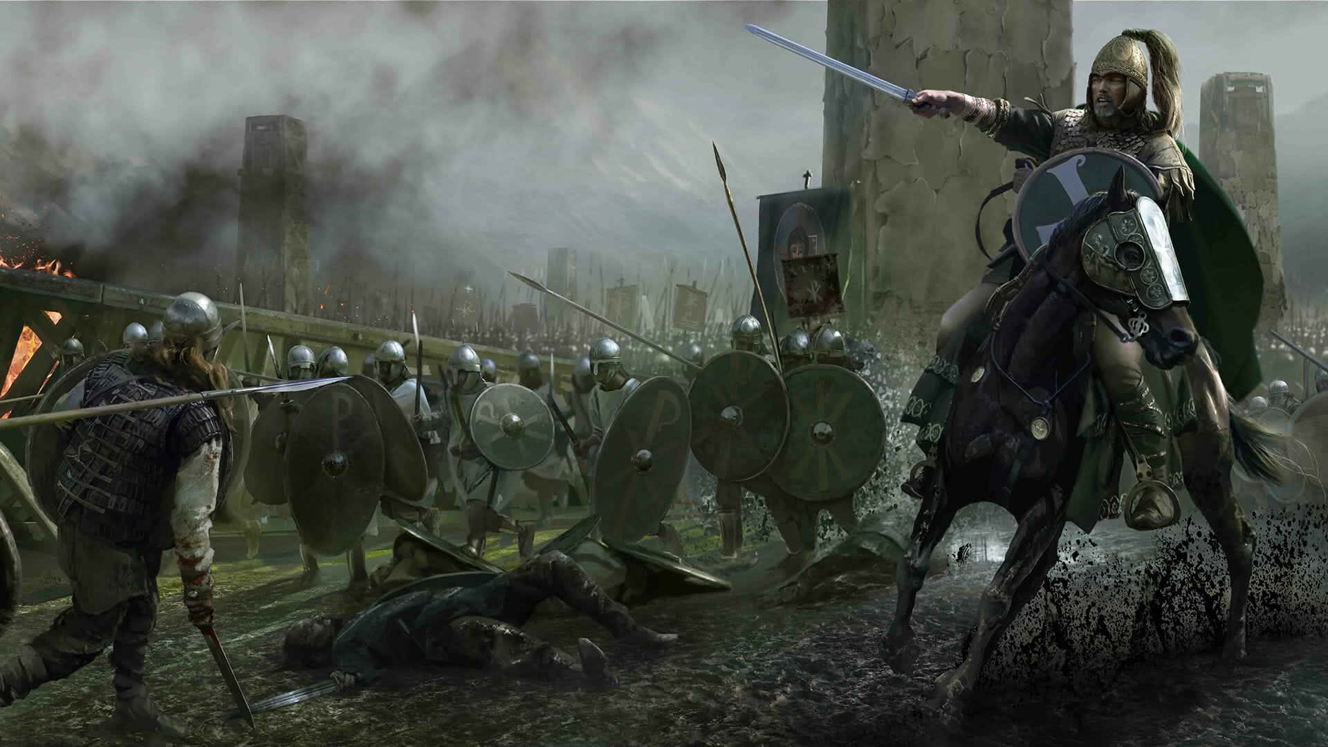 A Painting Of A Battle Between Knights And Soldiers