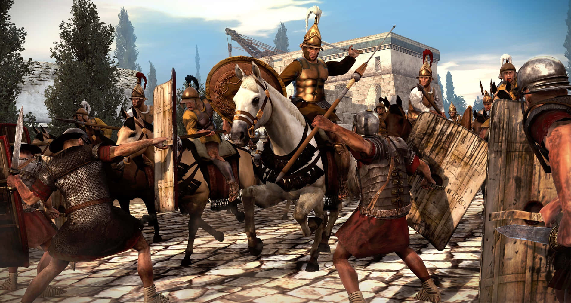 Bedste Total War Rome 2 Baggrund Træskjold Skrivebords Tapet