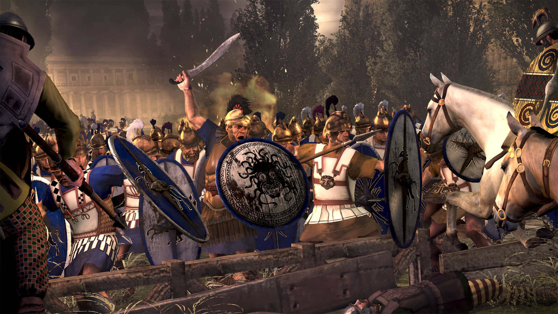 Bestestotal War Rome 2 Hintergrundbild Mit Runden Schilden